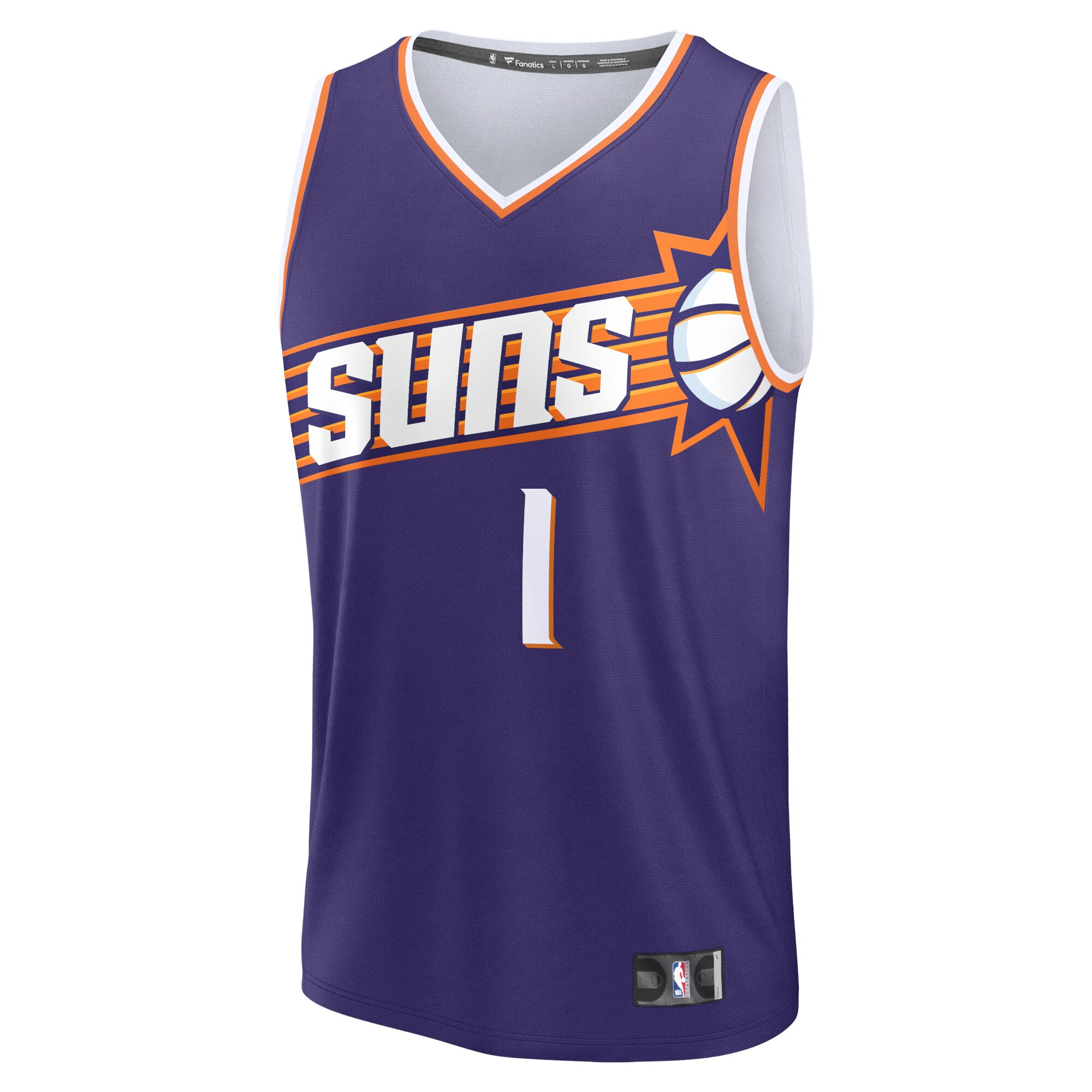 Alternative view of Devin Booker Phoenix Suns Fanatics Fast Break Replica Basketball Jersey - Icon Edition - Purple