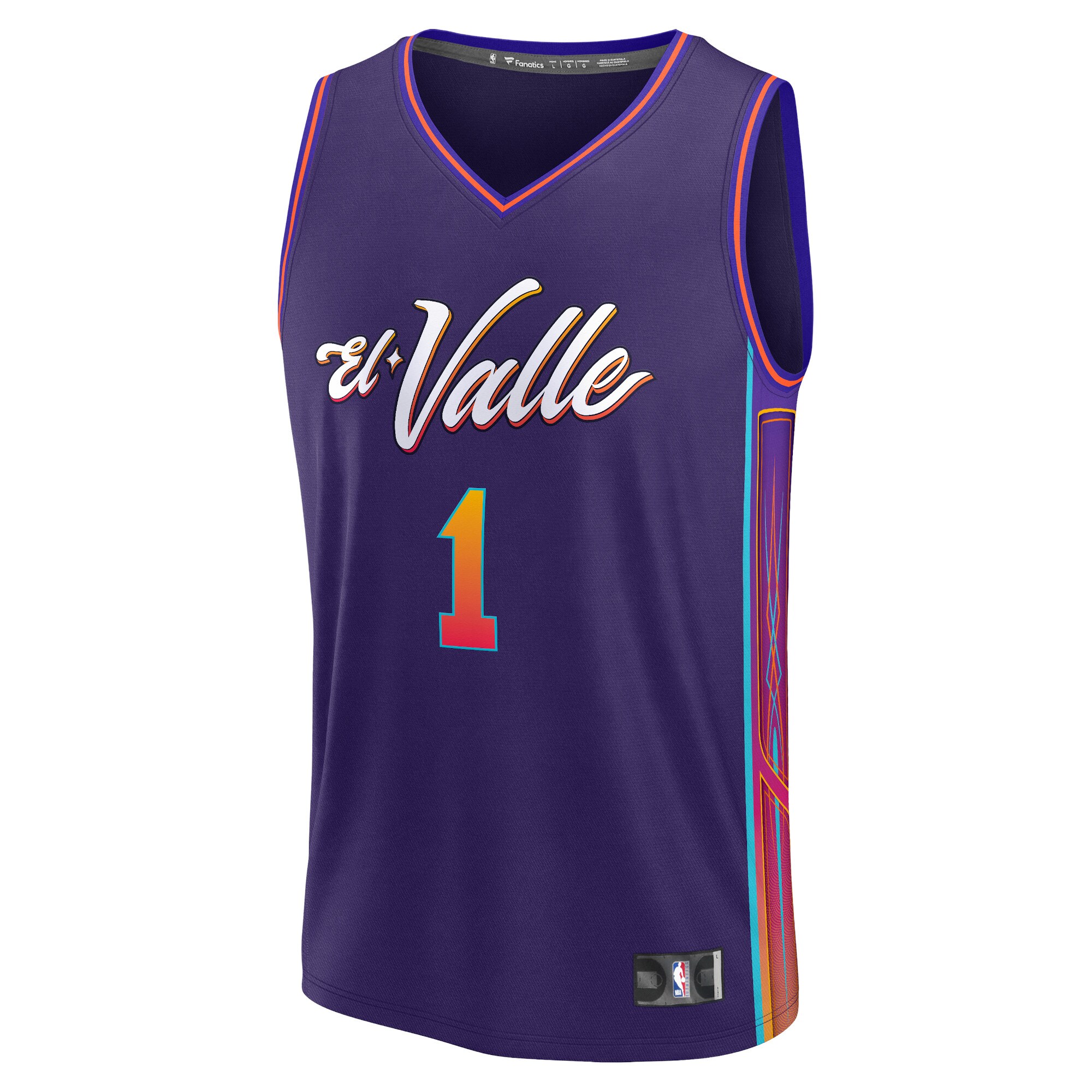 Alternative view of Devin Booker Phoenix Suns Fanatics Youth Fast Break Jersey - Purple - City Edition