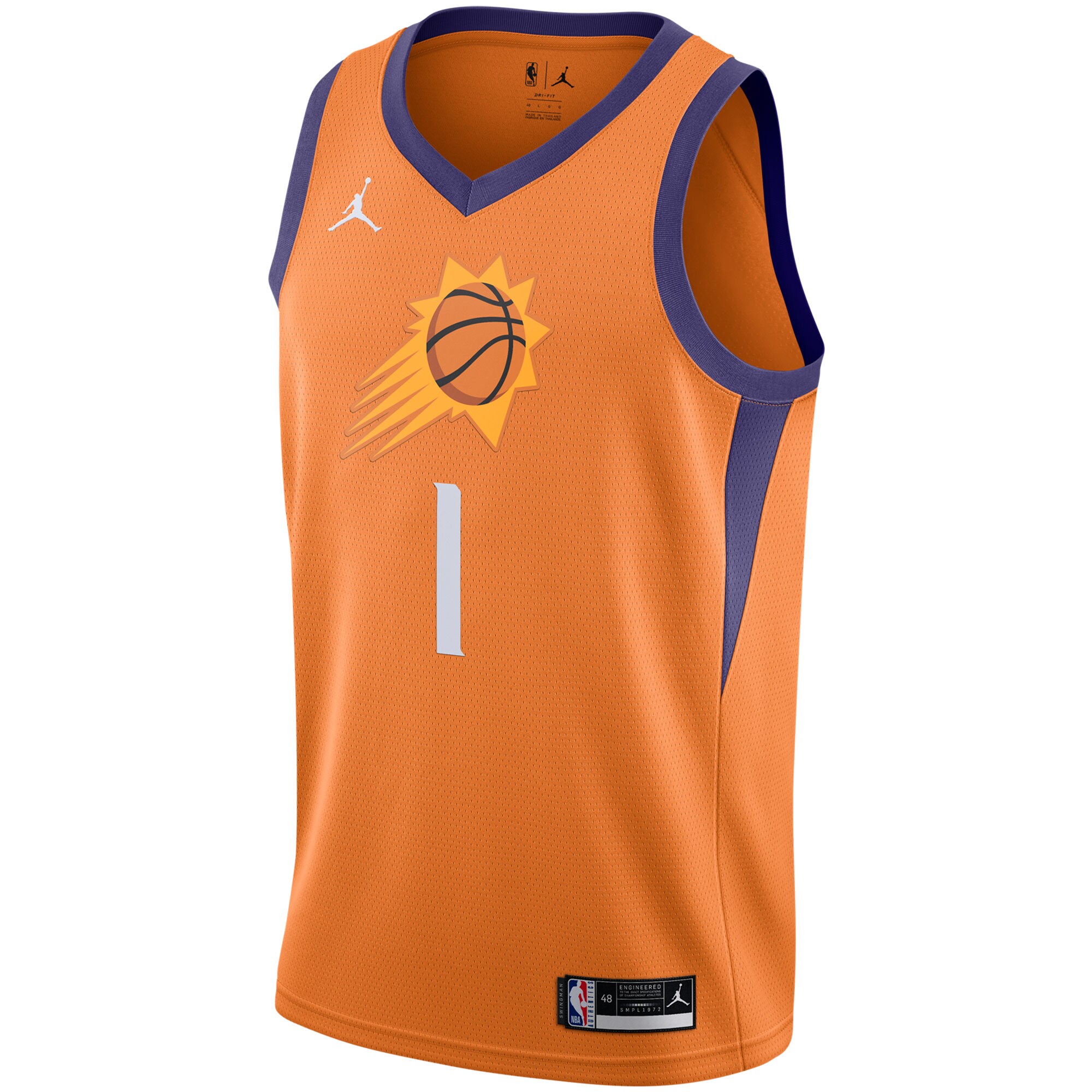 Alternative view of Devin Booker Phoenix Suns Jordan Brand 2020/21 Swingman Jersey – Statement Edition – Orange