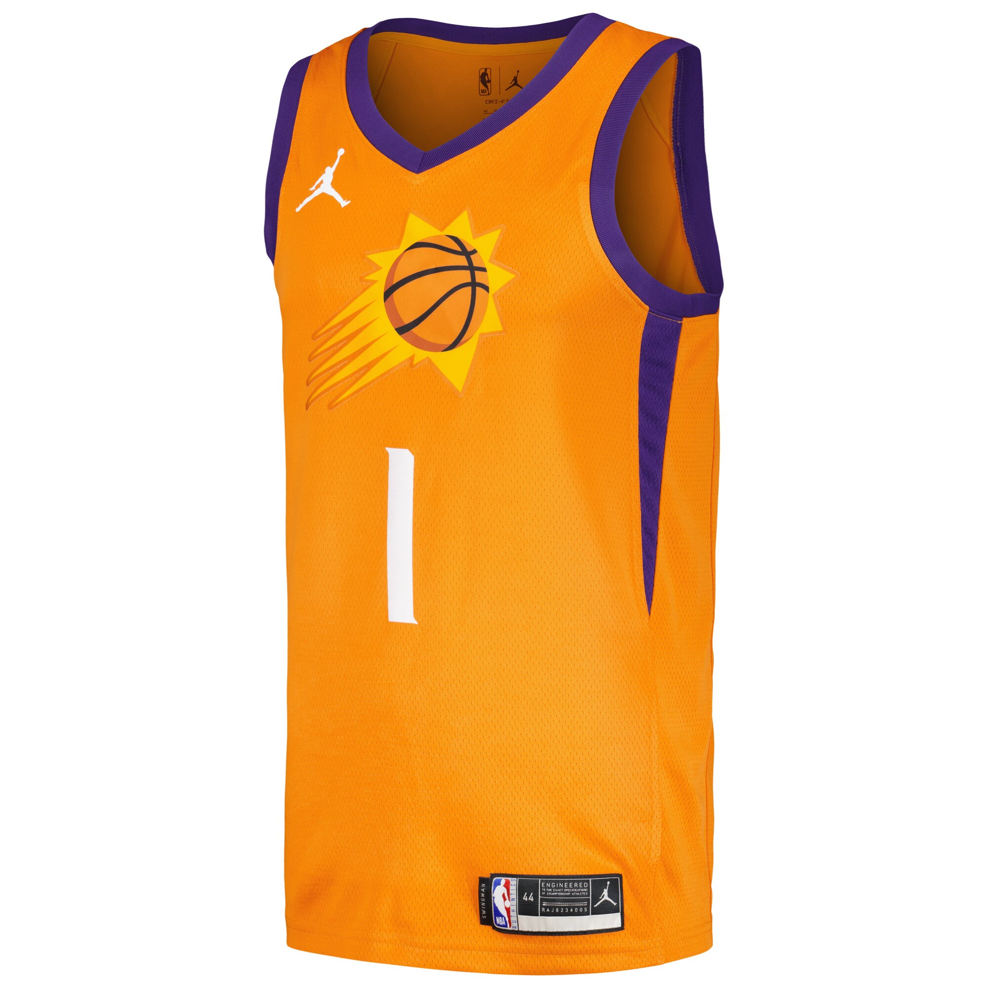 Alternative view of Devin Booker Phoenix Suns Jordan Brand Swingman Player Basketball Jersey - Statement Edition - Orange