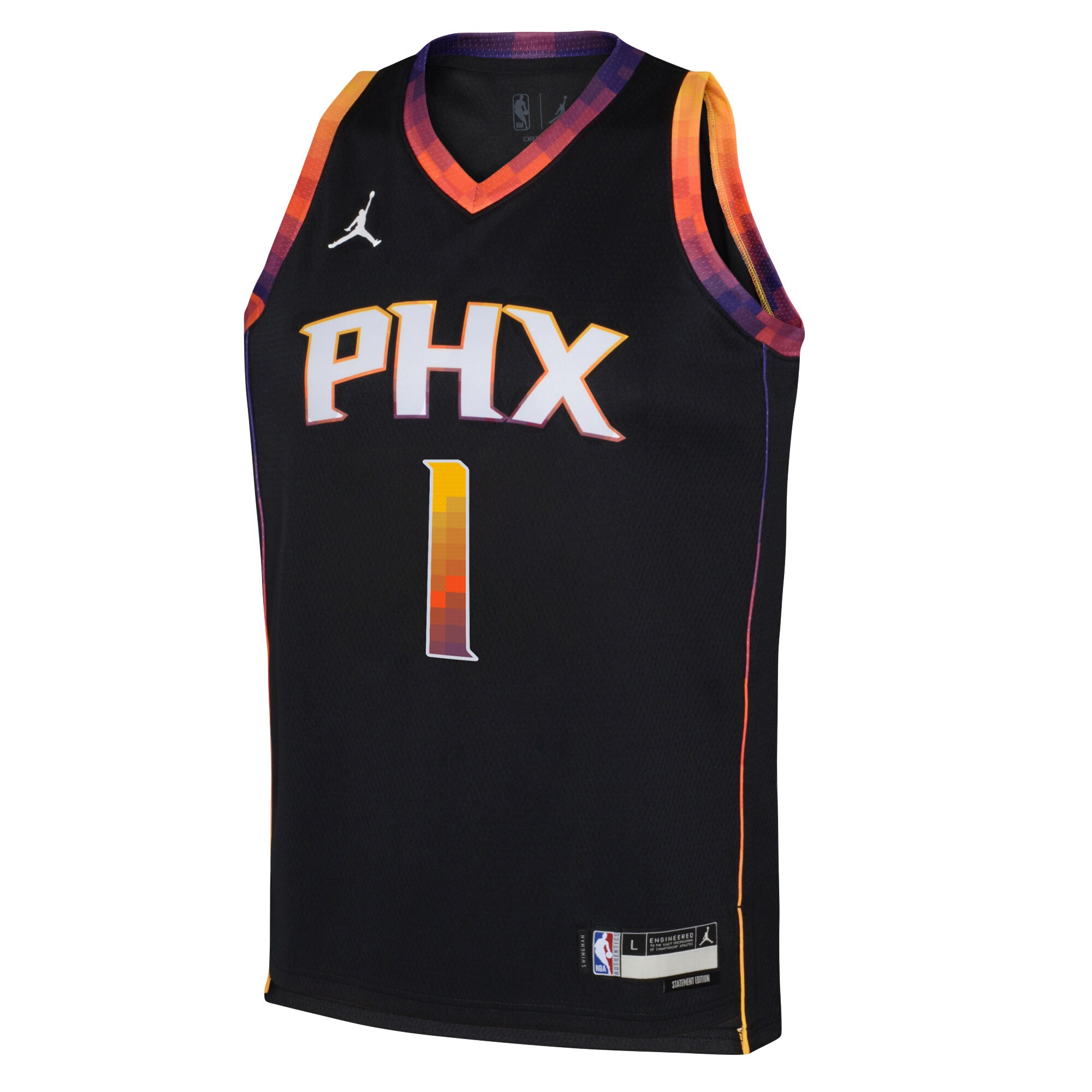 Alternative view of Devin Booker Phoenix Suns Jordan Brand Youth Swingman Basketball Jersey - Statement Edition - Black