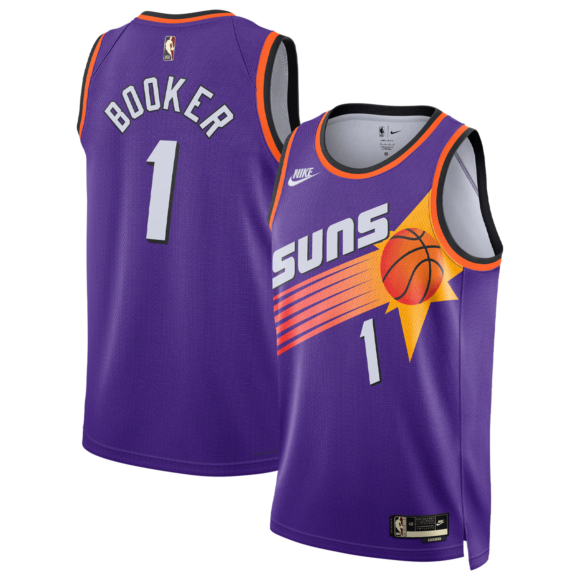 Alternative view of Devin Booker Phoenix Suns Swingman Basketball Jersey - Classic Edition - Purple