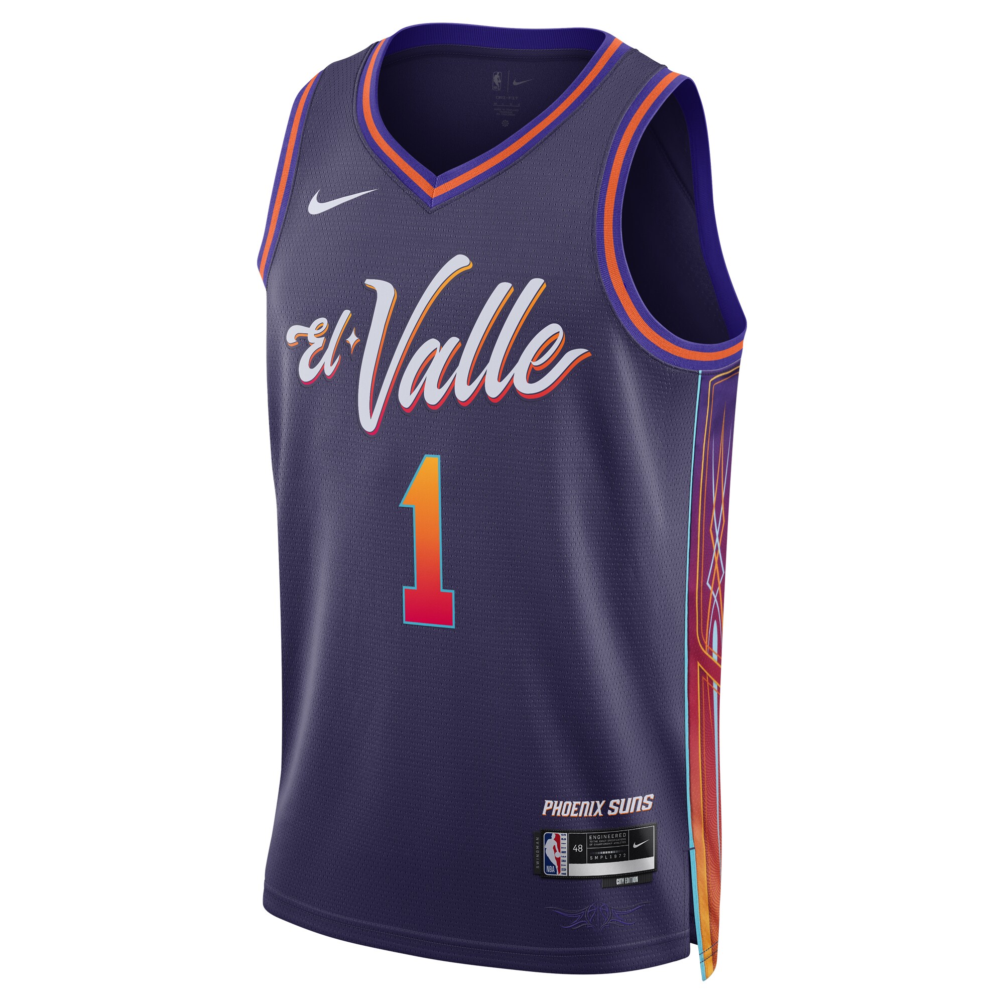 Alternative view of Devin Booker Phoenix Suns Unisex 2023/24 Swingman Basketball Jersey - Purple - City Edition