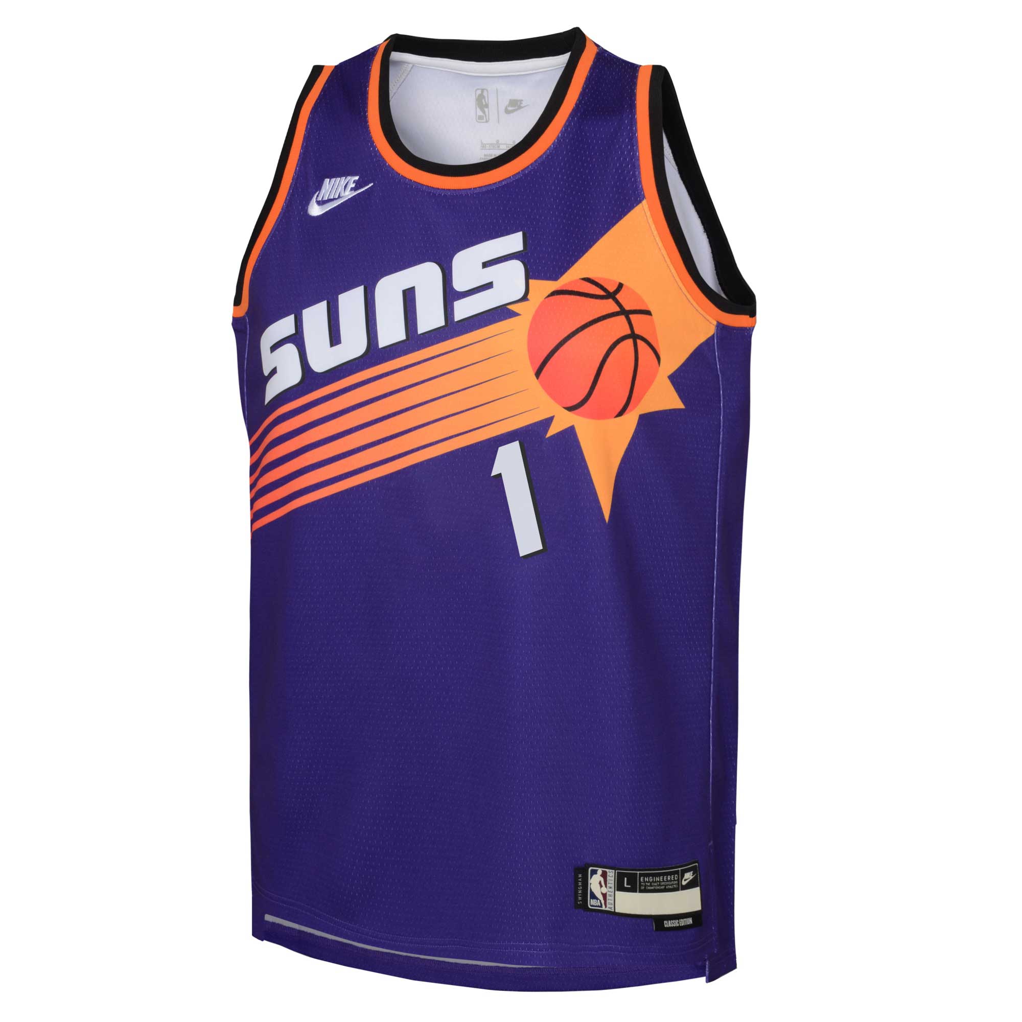 Alternative view of Devin Booker Phoenix Suns Youth 2022/23 Swingman Basketball Jersey Purple – Classic Edition