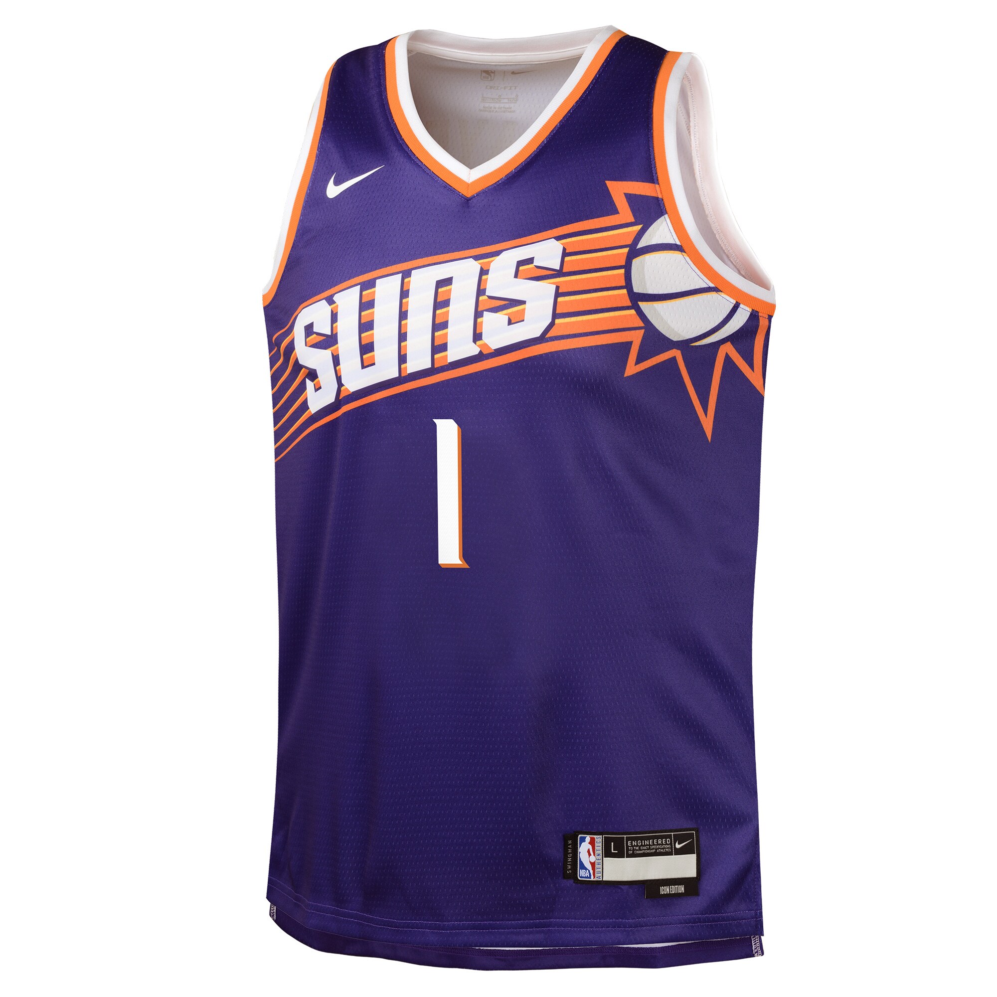 Alternative view of Devin Booker Phoenix Suns Youth Swingman Basketball Jersey - Icon Edition - Purple