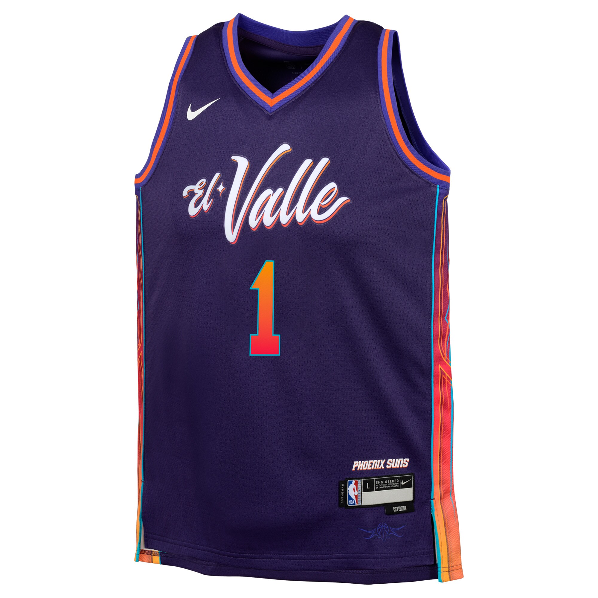 Alternative view of Devin Booker Phoenix Suns Youth Swingman Replica Basketball Jersey - City Edition - Purple