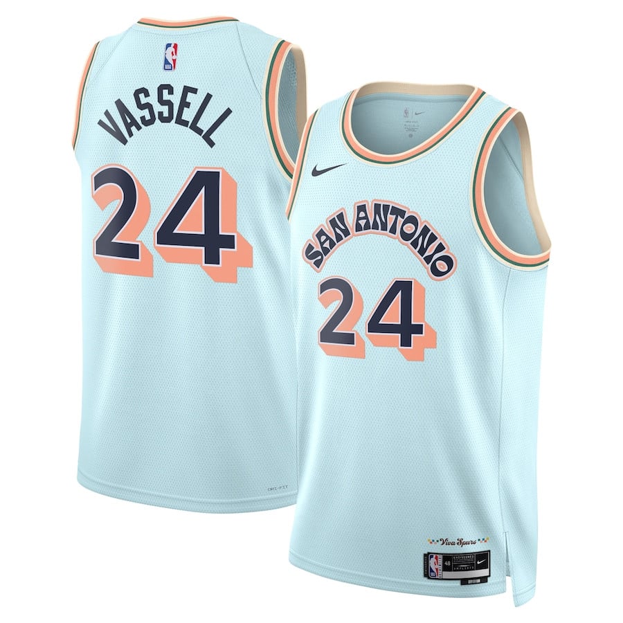Devin Vassell 24 San Antonio Spurs Unisex 2024/25 Swingman Player Basketball Jersey - City Edition - Light Blue - JS541 