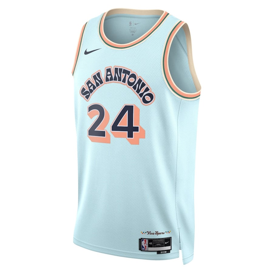 Alternative view of Devin Vassell 24 San Antonio Spurs Unisex 2024/25 Swingman Player Basketball Jersey - City Edition - Light Blue - JS541 
