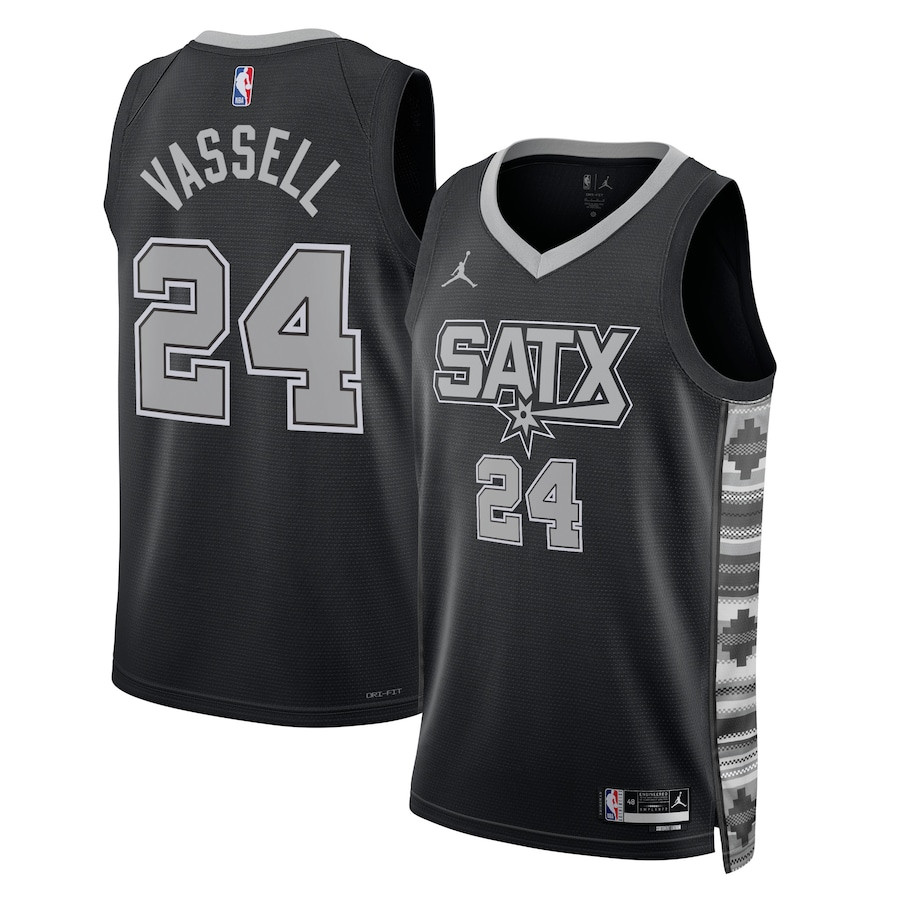 Devin Vassell 24 San Antonio Spurs Unisex Swingman Basketball Jersey - Statement Edition - Black - JS808 
