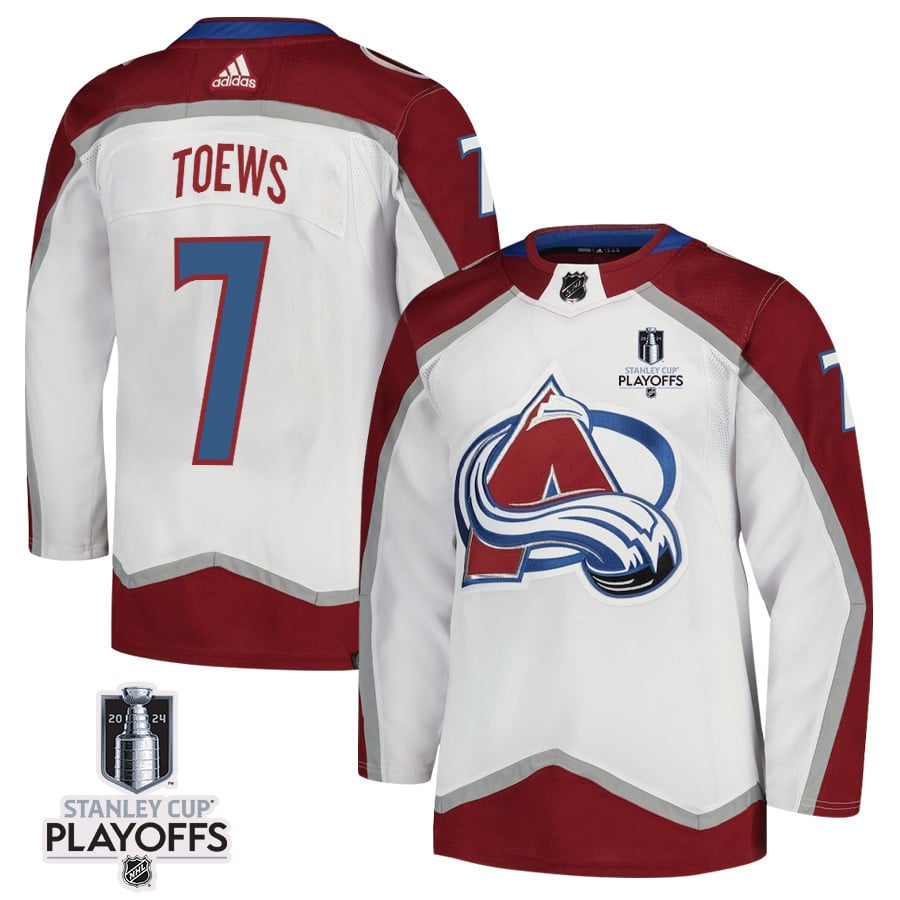 Devon Toews 7 Colorado Avalanche 2024 NHL Playoffs Patch Away Hockey Jersey - Men, White - JS773 