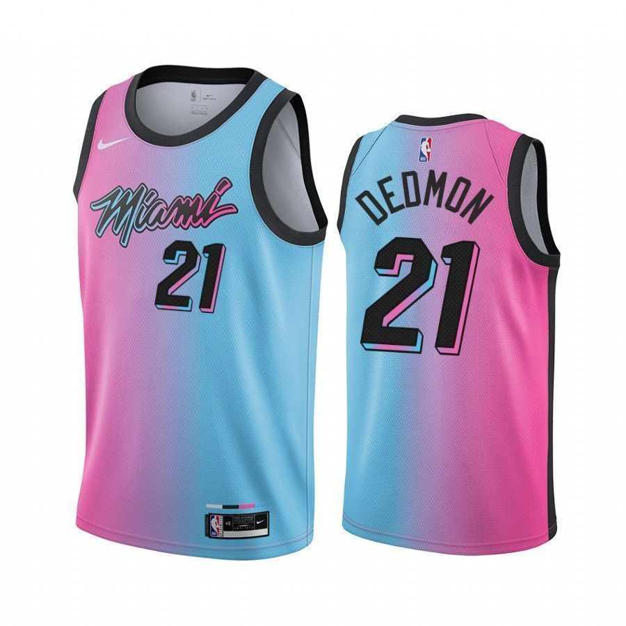 Dewayne Dedmon Miami Heat City Edition Blue Pink 21 Basketball Jersey - JS647 