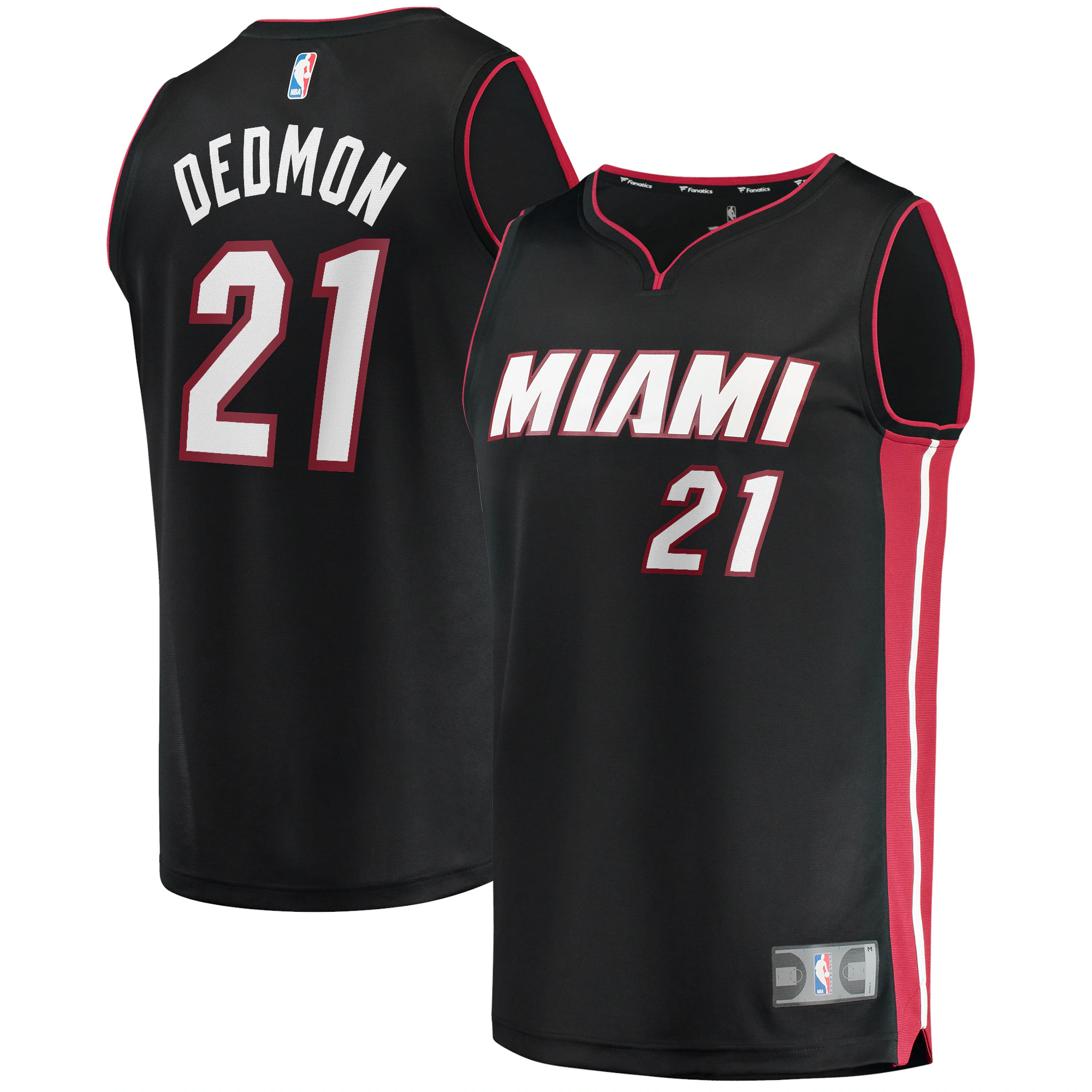 Alternative view of Dewayne Dedmon Miami Heat Fanatics Branded Youth 2021/22 Fast Break Replica Basketball Jersey - Icon Edition - Black