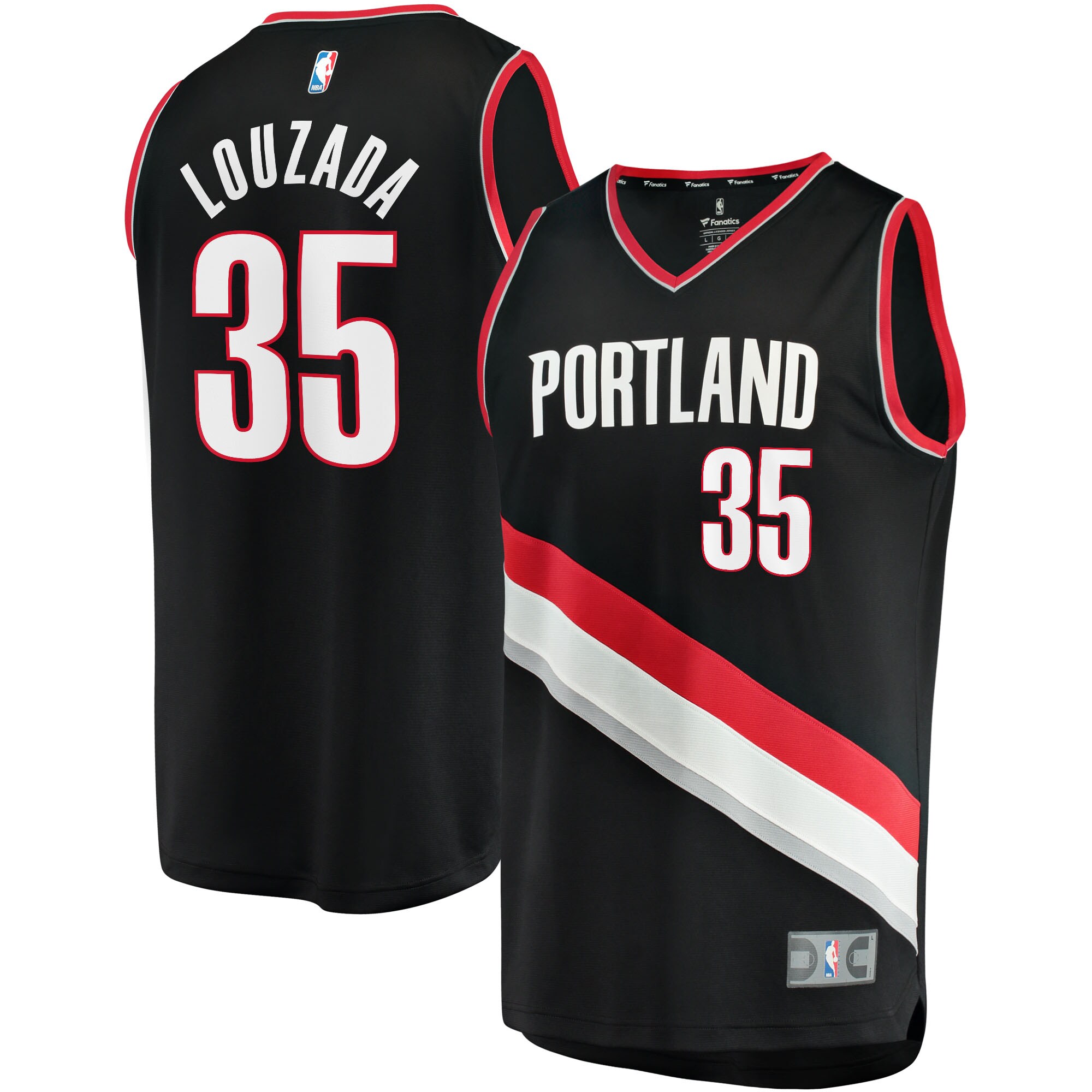 Alternative view of Didi Louzada Portland Trail Blazers Fanatics Branded Youth 2021/22 Fast Break Replica Basketball Jersey - Icon Edition - Black