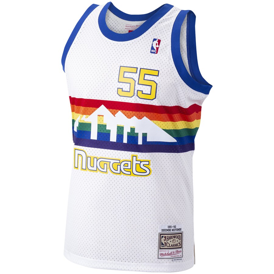 Alternative view of Dikembe Mutombo Denver Nuggets Mitchell & Ness 1991-92 Hardwood Classics Swingman Player Basketball Jersey - White