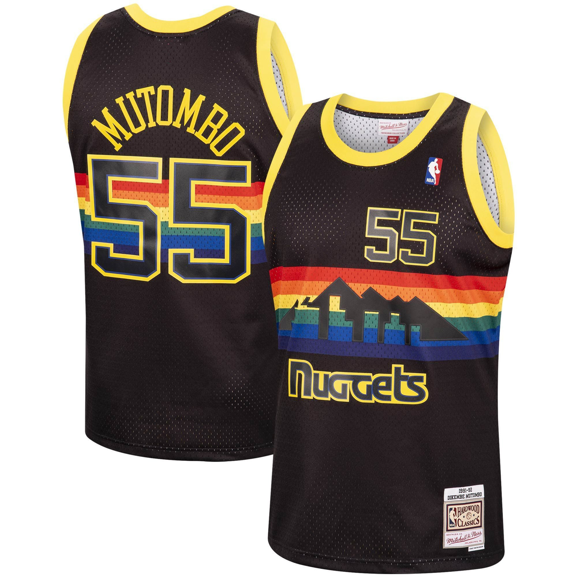 Dikembe Mutombo Denver Nuggets Mitchell & Ness 1991-92 Hardwood Classics Reload Swingman Basketball Jersey - Black - JS791 