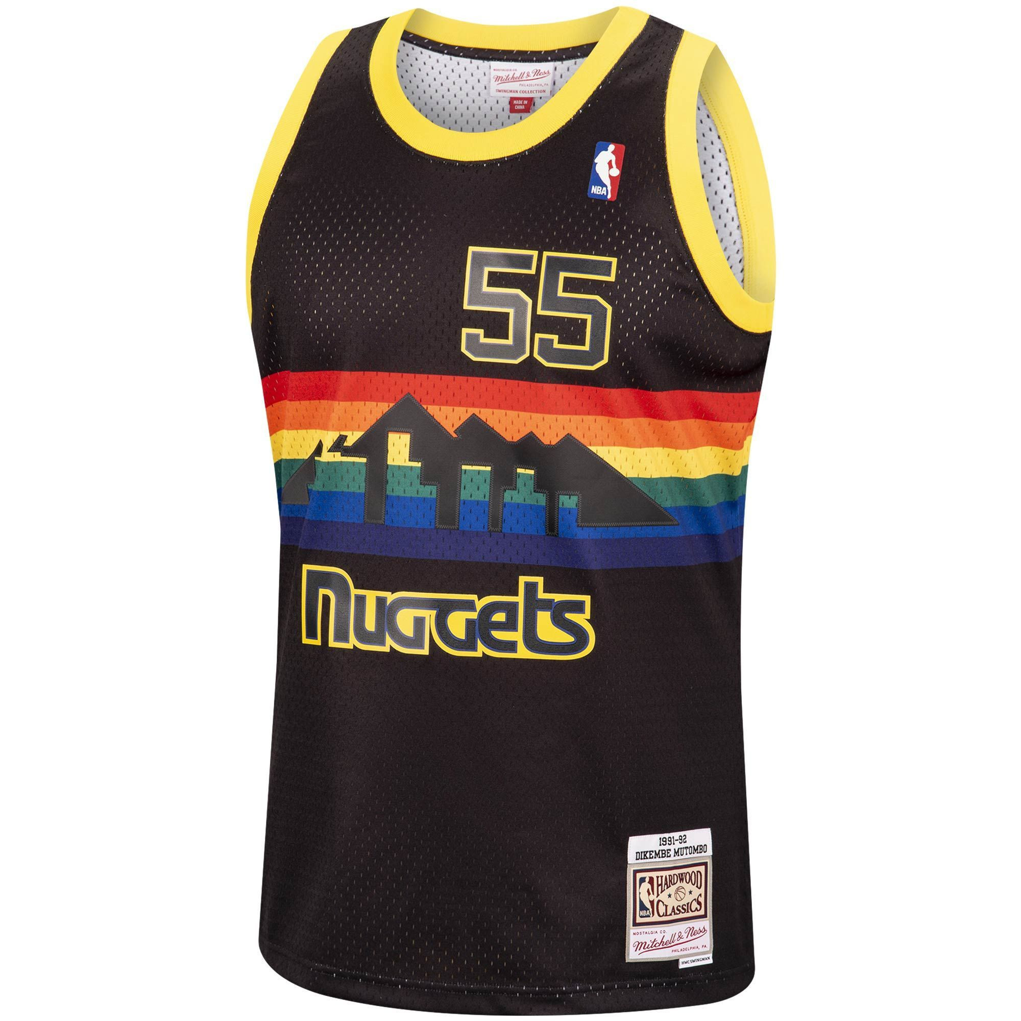 Alternative view of Dikembe Mutombo Denver Nuggets Mitchell & Ness 1991-92 Hardwood Classics Reload Swingman Basketball Jersey - Black - JS791 