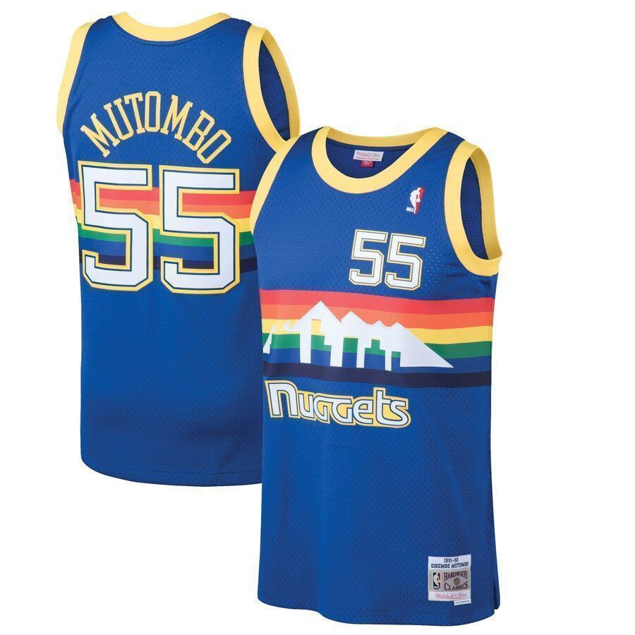 Dikembe Mutombo Denver Nuggets Mitchell & Ness 1991-92 Hardwood Classics Swingman Basketball Jersey - Blue - JS220 