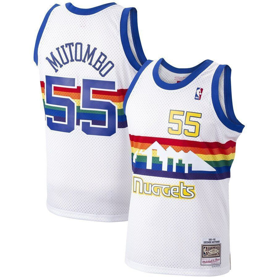 Dikembe Mutombo Denver Nuggets Mitchell & Ness 1991-92 Hardwood Classics Swingman Player Basketball Jersey - White - JS910 