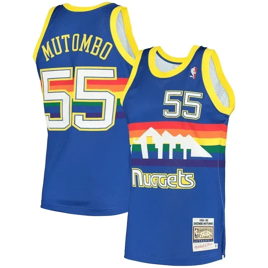 Dikembe Mutombo Denver Nuggets Mitchell & Ness 1991 Hardwood Classics Basketball Jersey - Royal - JS981 