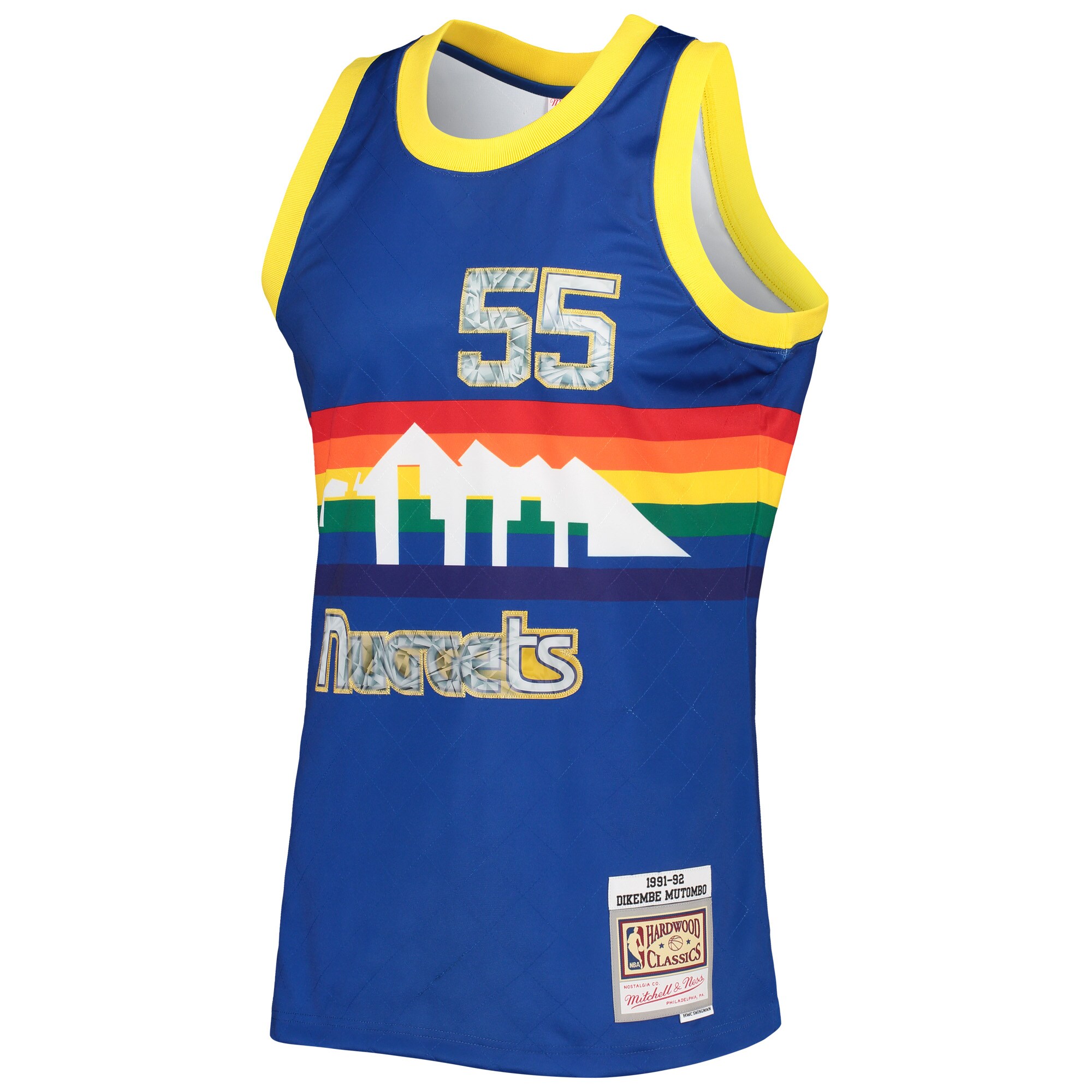 Alternative view of Dikembe Mutombo Denver Nuggets Mitchell & Ness 1996/97 Hardwood Classics Nba 75th Anniversary Diamond Swingman Basketball Jersey - Royal