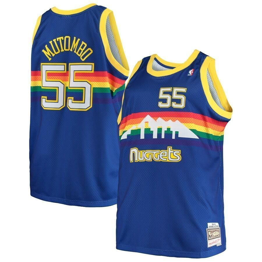 Dikembe Mutombo Denver Nuggets Mitchell & Ness Big & Tall Hardwood Classics Basketball Jersey - Royal - JS698 