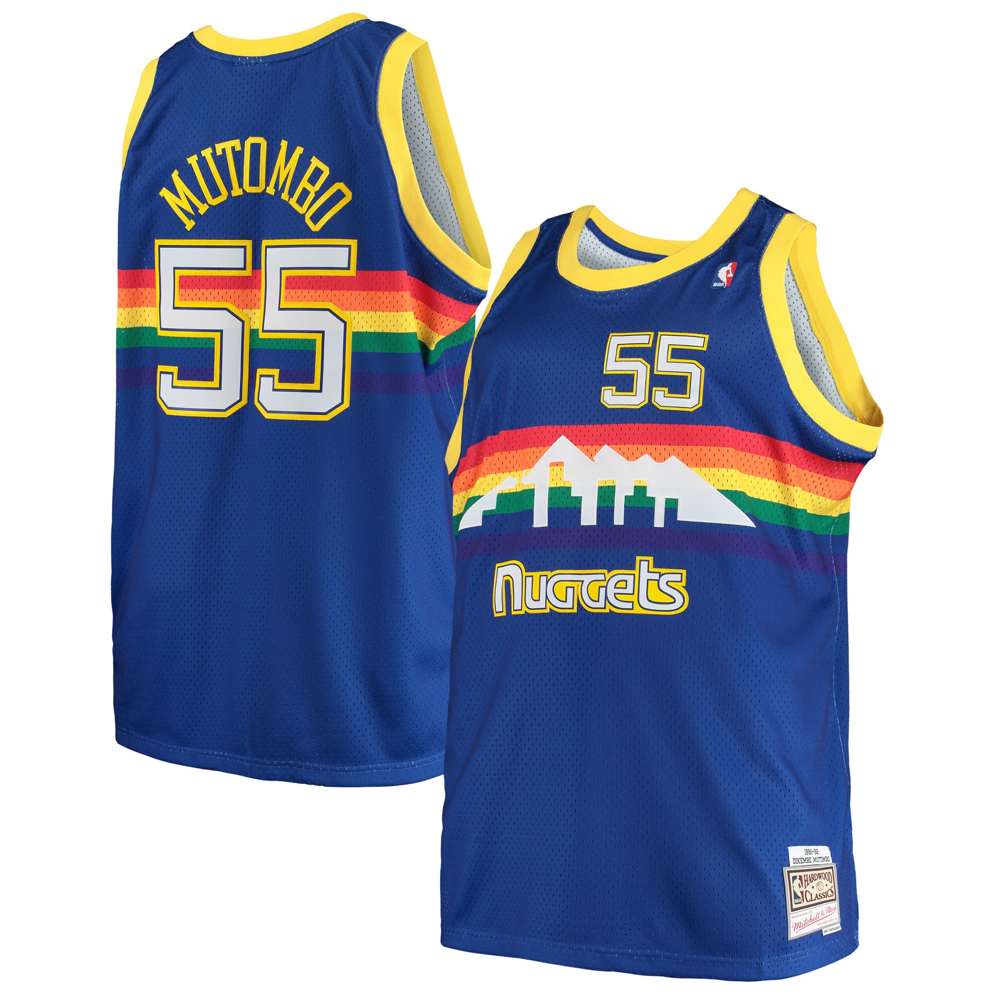 Alternative view of Dikembe Mutombo Denver Nuggets Mitchell & Ness Big & Tall Hardwood Classics Basketball Jersey – Royal