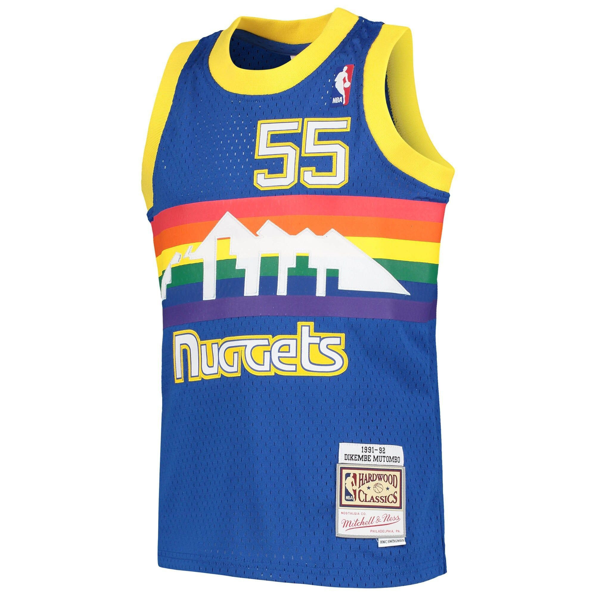 Alternative view of Dikembe Mutombo Denver Nuggets Mitchell & Ness Youth 1991-92 Hardwood Classics Swingman Basketball Jersey - Royal - JS780 