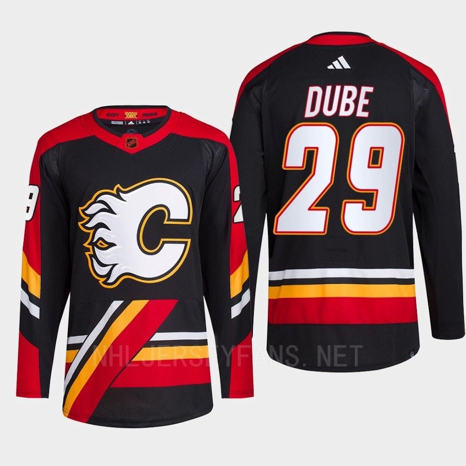 Dillon Dube 29 Reverse Retro 2.0 2022 Calgary Flames Black Hockey Jersey Primegreen - JS346 