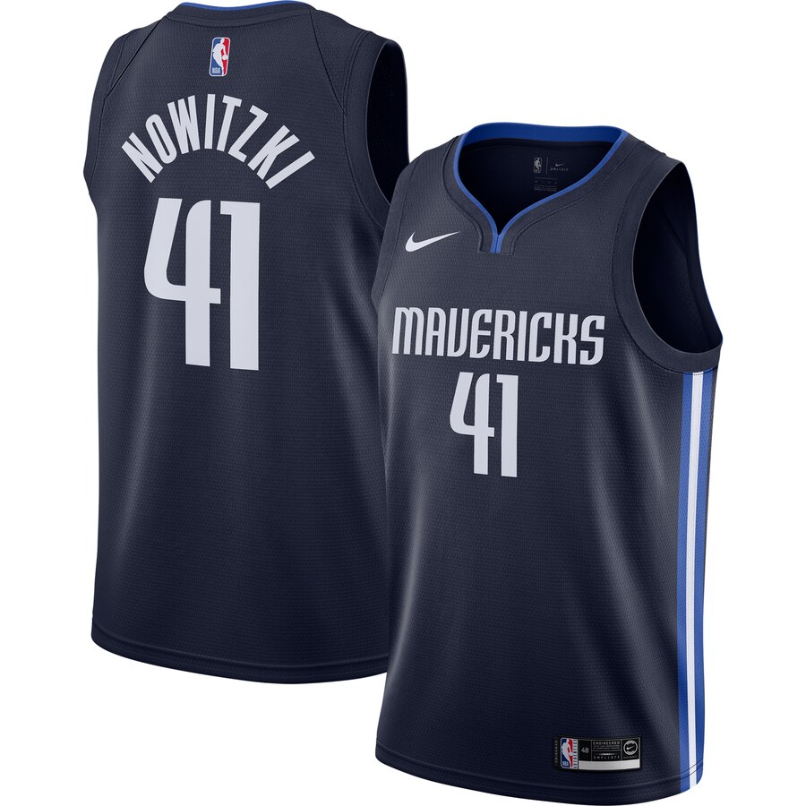 Dirk Nowitzki Dallas Mavericks Finished Swingman Basketball Jersey Navy - Statement Edition