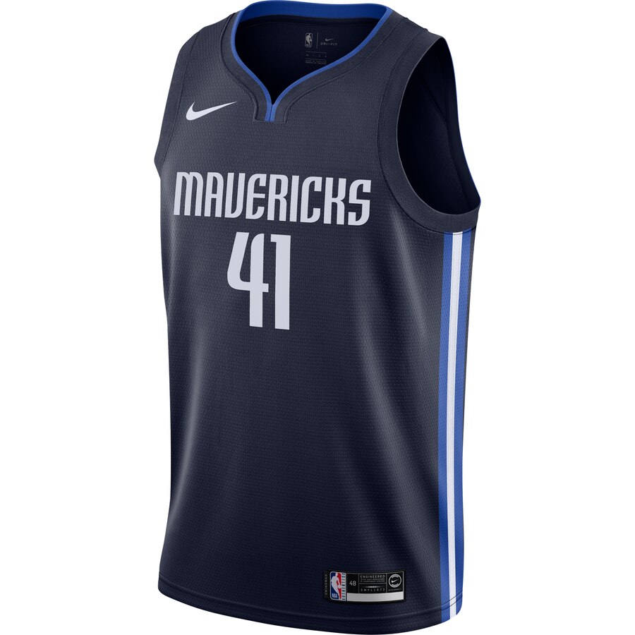 Alternative view of Dirk Nowitzki Dallas Mavericks Finished Swingman Basketball Jersey Navy - Statement Edition