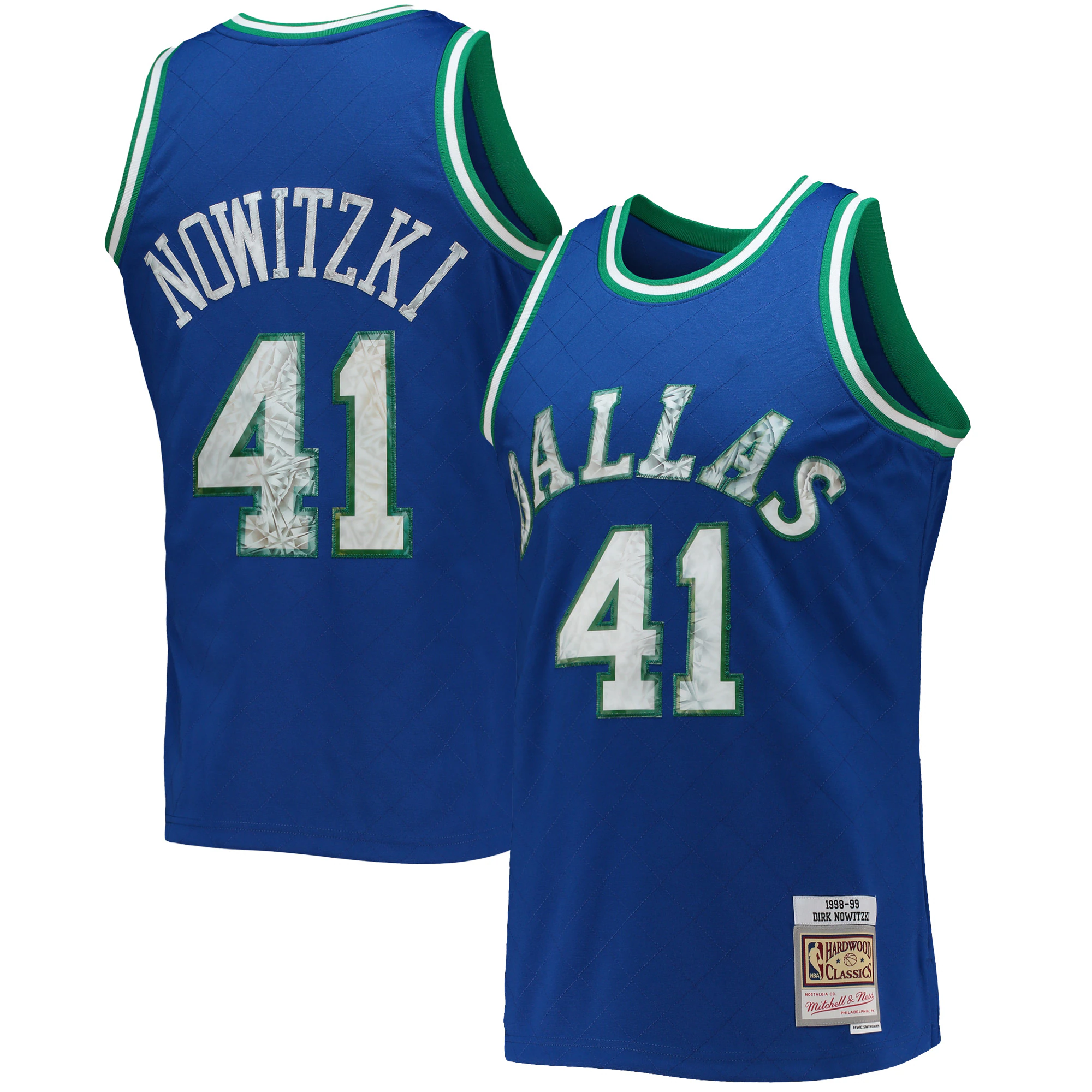Dirk Nowitzki Dallas Mavericks Mitchell & Ness 1996-97 Hardwood Classics Nba 75th Anniversary Diamond Swingman Basketball Jersey - Blue