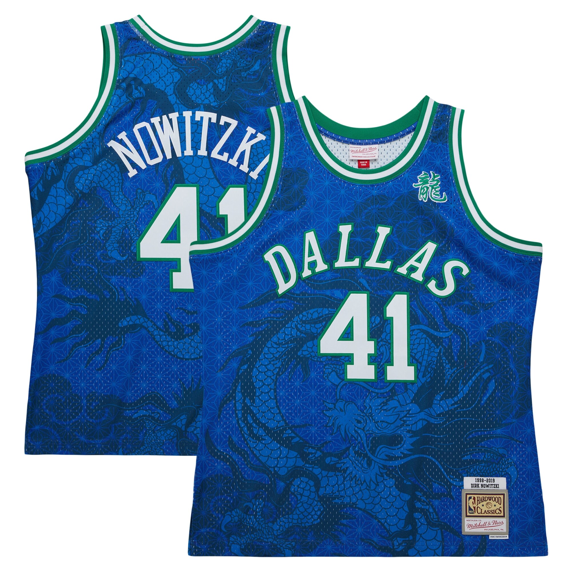 Dirk Nowitzki Dallas Mavericks Mitchell & Ness 1998-2019 Hardwood Classics Asian Heritage 6.0 Swingman Throwback Player Basketball Jersey - Blue
