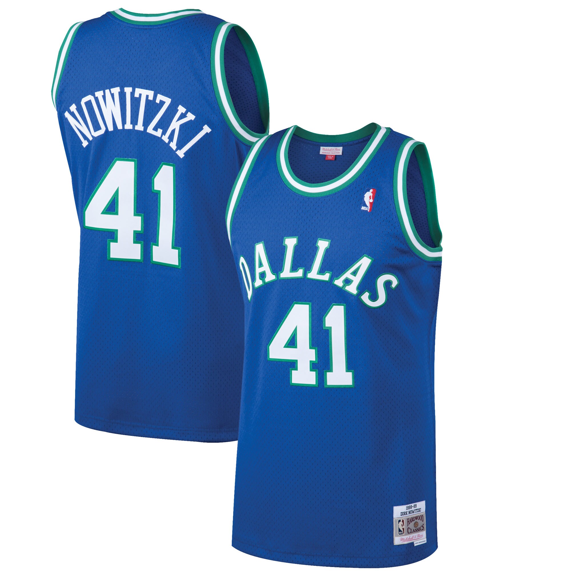 Alternative view of Dirk Nowitzki Dallas Mavericks Mitchell & Ness 1998-99 Hardwood Classics Swingman Basketball Jersey - Blue