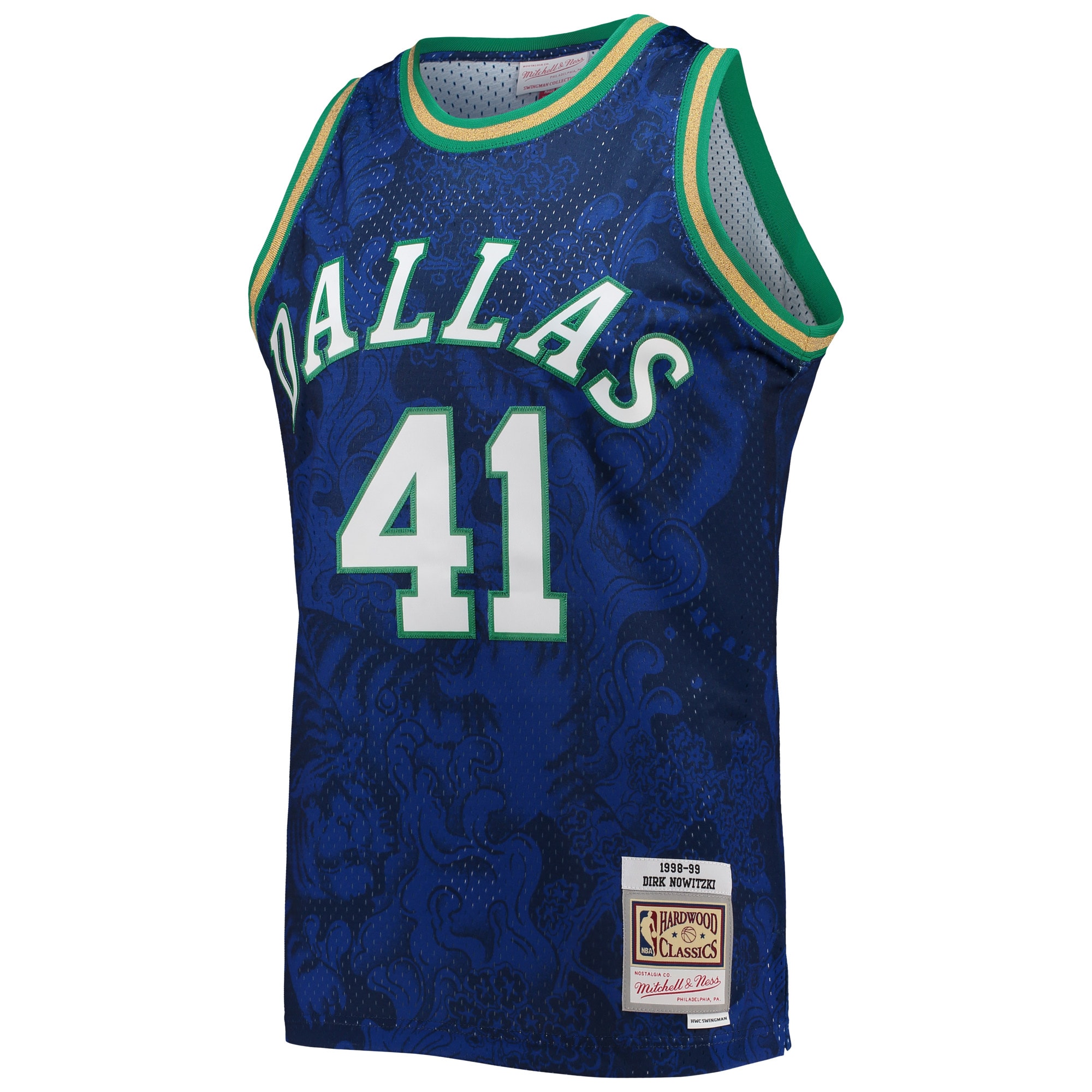 Alternative view of Dirk Nowitzki Dallas Mavericks Mitchell & Ness Hardwood Classics 1998/99 Lunar New Year Swingman Basketball Jersey - Blue
