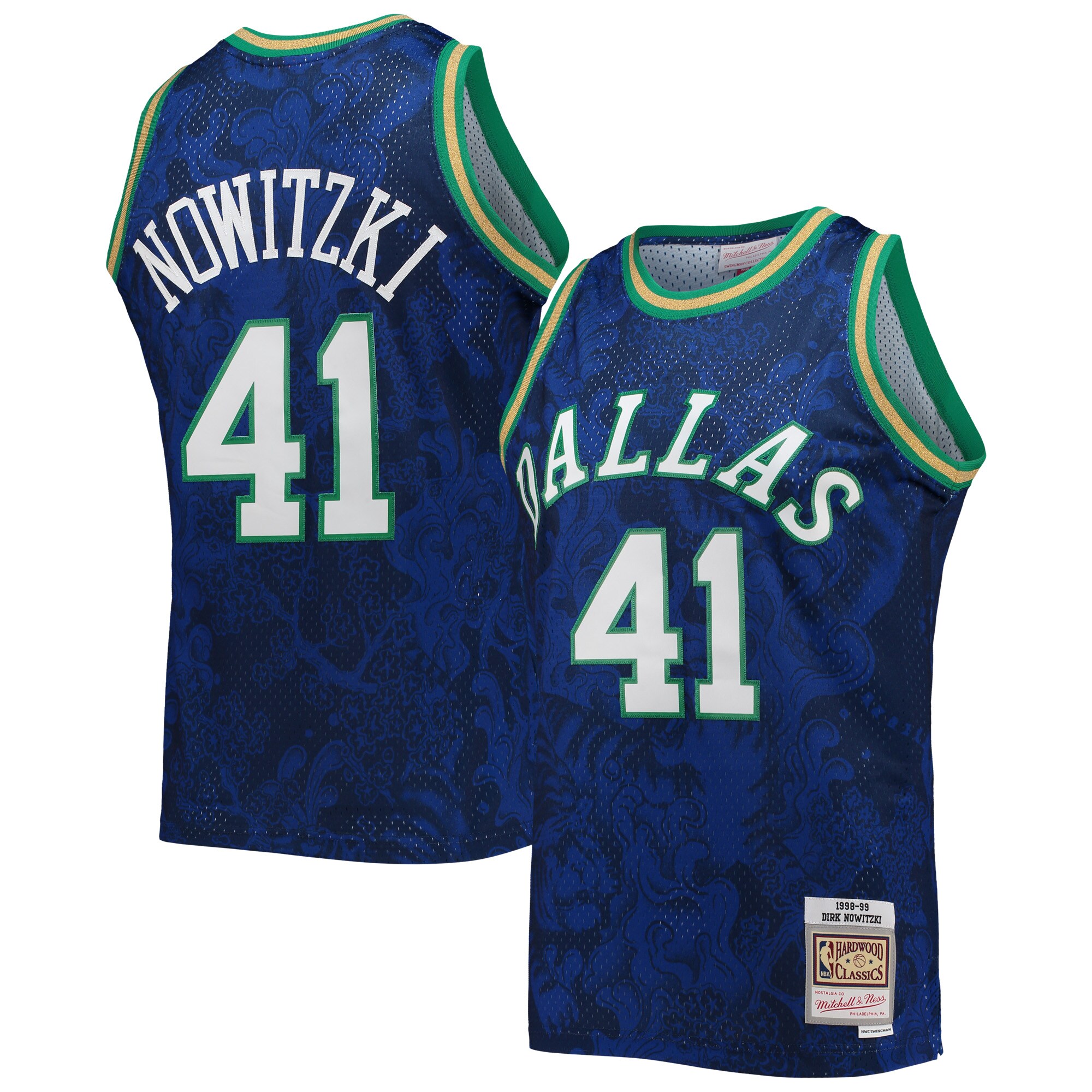 Alternative view of Dirk Nowitzki Dallas Mavericks Mitchell & Ness Hardwood Classics 1998/99 Lunar New Year Swingman Basketball Jersey - Blue