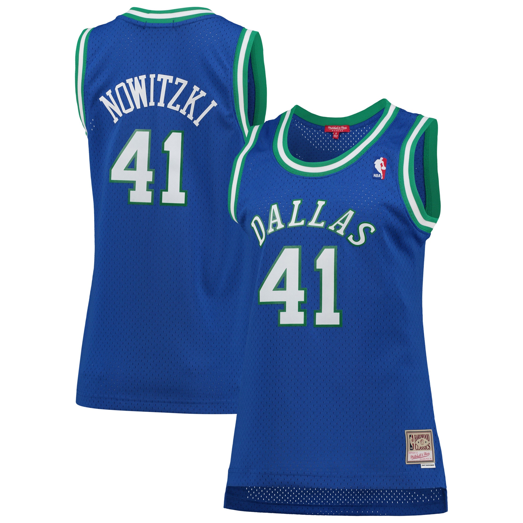 Dirk Nowitzki Dallas Mavericks Mitchell & Ness Women's  Hardwood Classics Swingman Basketball Jersey - Blue