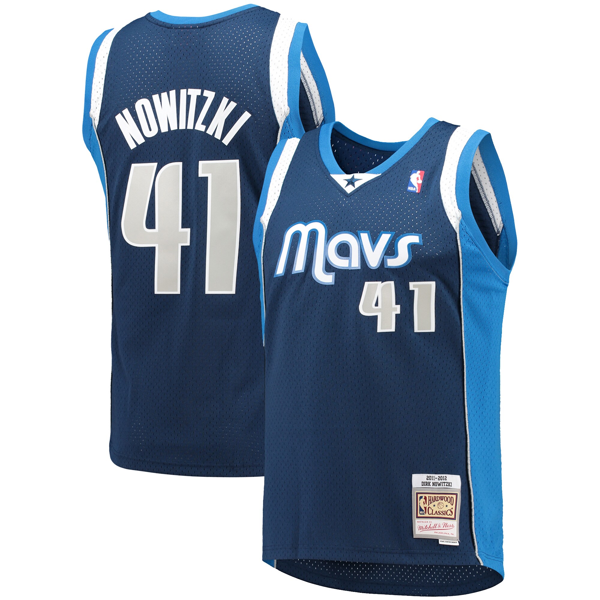 Alternative view of Dirk Nowitzki Dallas Mavericks Mitchell & Ness 2011-12 Hardwood Classics Swingman Basketball Jersey - Navy