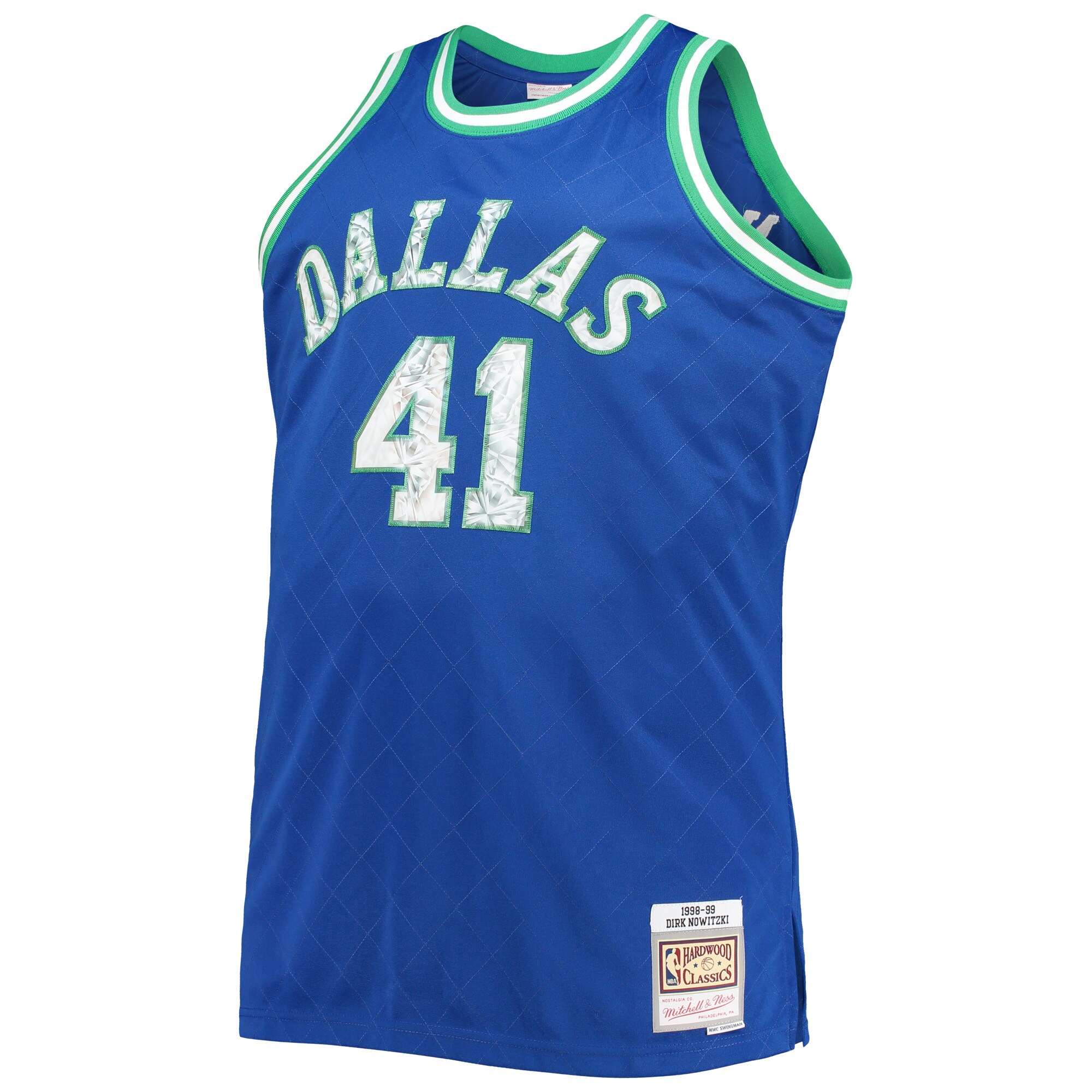 Alternative view of Dirk Nowitzki Dallas Mavericks Mitchell & Ness Big & Tall 1998/99 Nba 75th Anniversary Diamond Swingman Basketball Jersey - Blue