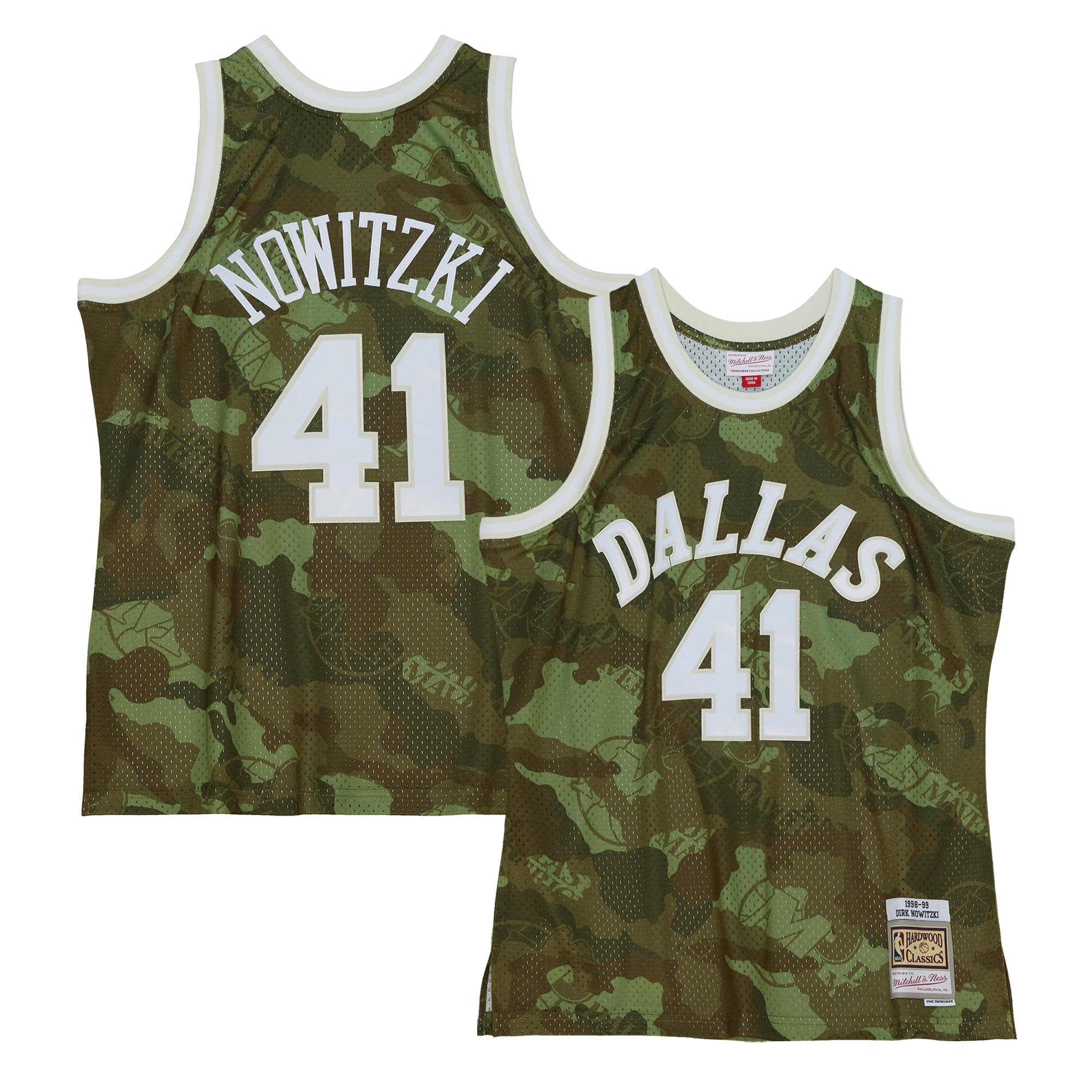 Dirk Nowitzki Dallas Mavericks Mitchell & Ness Hardwood Classics 1998/99 Ghost Green Swingman Basketball Jersey - Camo