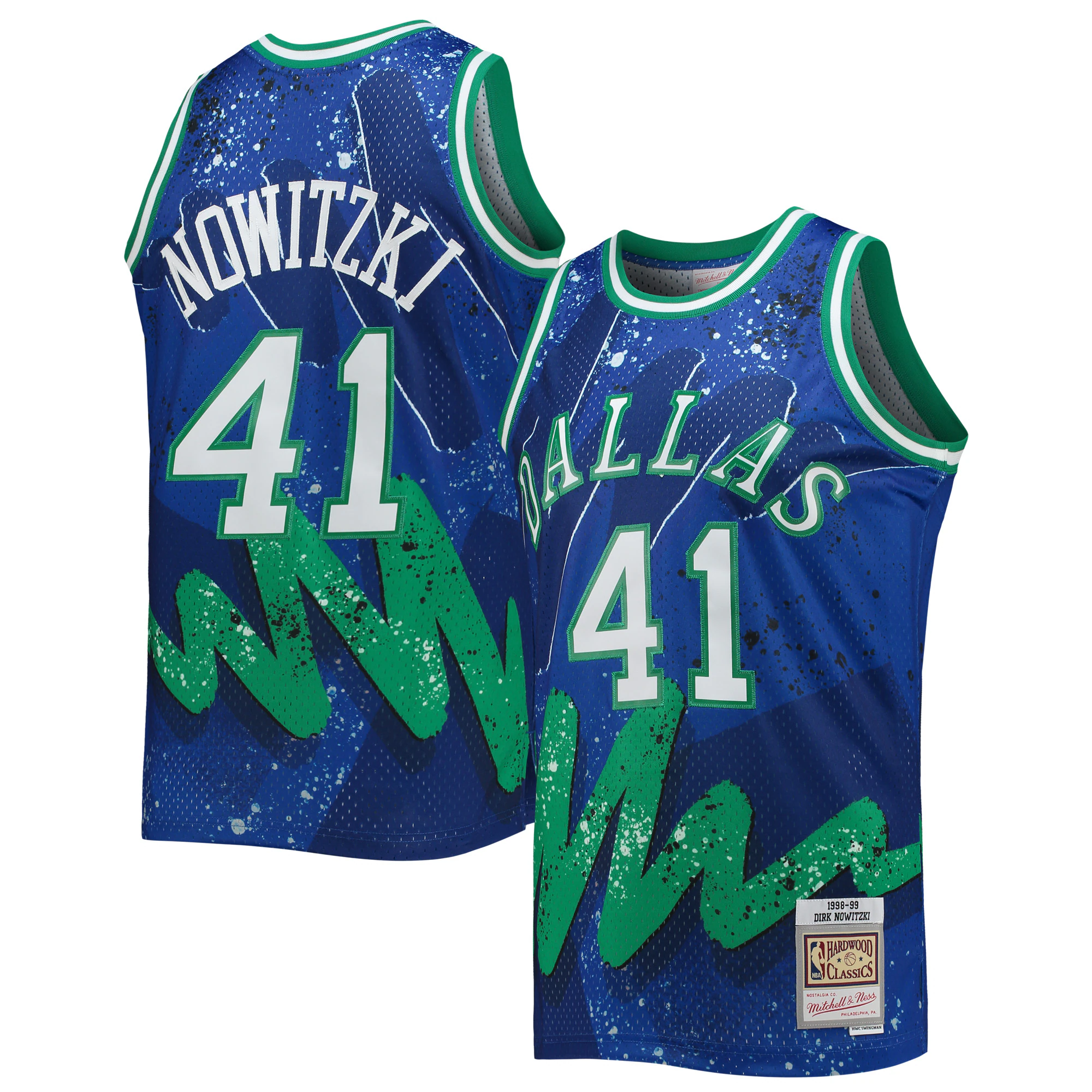 Dirk Nowitzki Dallas Mavericks Mitchell & Ness Hardwood Classics 1998/99 Hyper Hoops Swingman Basketball Jersey – Blue – Jsfangear Basketball Jersey Store