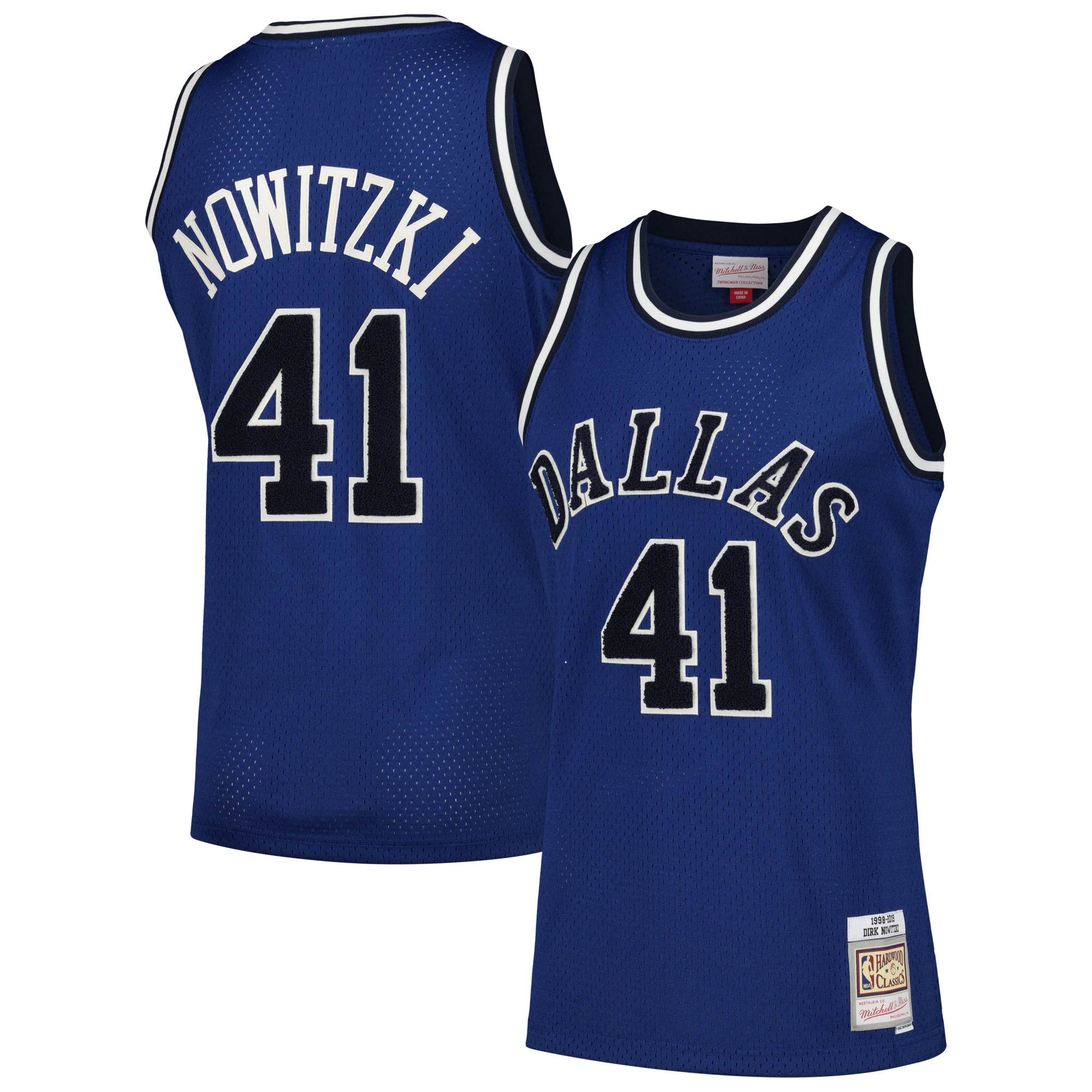 Dirk Nowitzki Dallas Mavericks Mitchell & Ness Hardwood Classics Off-court Swingman Basketball Jersey - Blue
