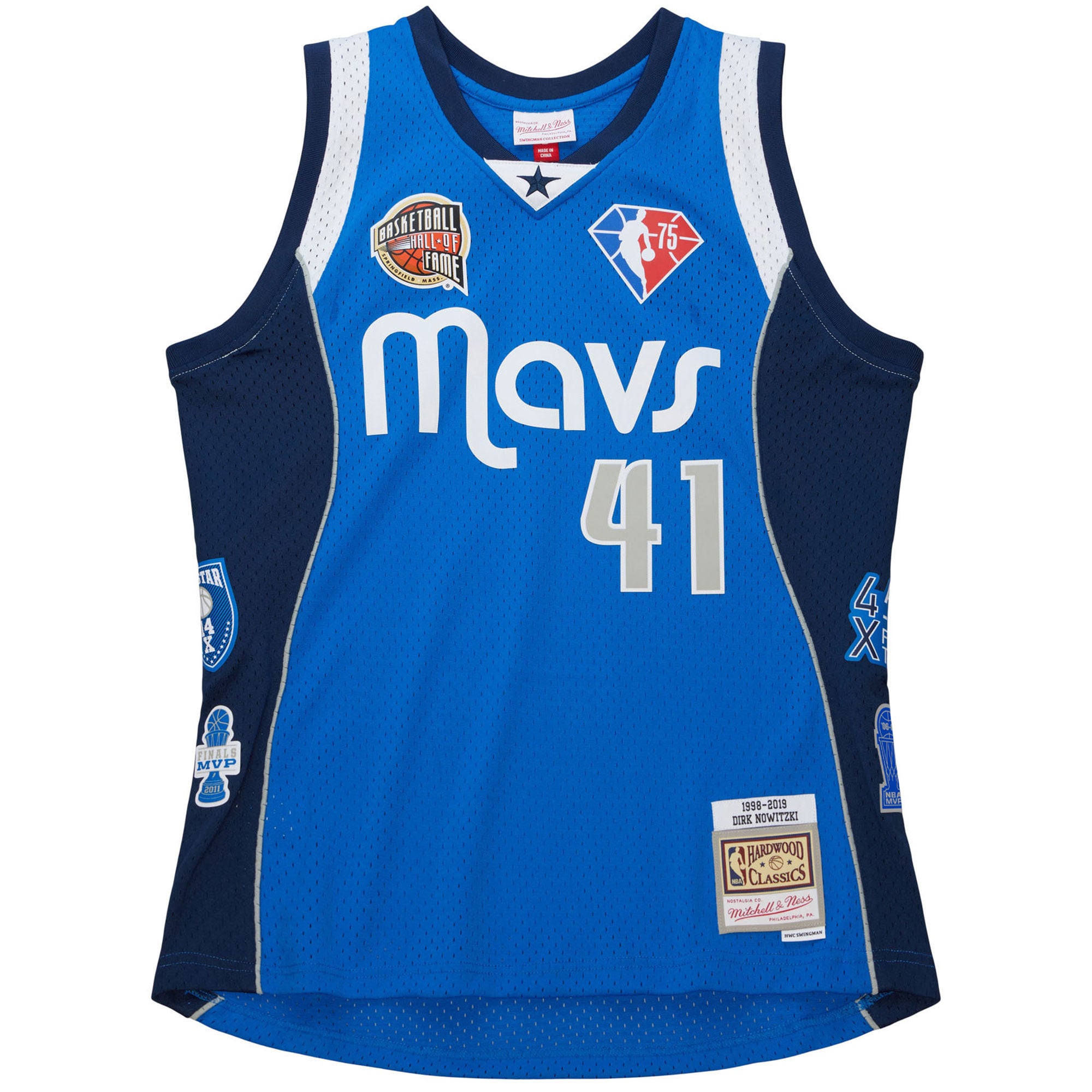 Alternative view of Dirk Nowitzki Dallas Mavericks Mitchell & Ness Unisex Hall Of Fame Class Of 2023 Throwback Swingman Basketball Jersey - Blue