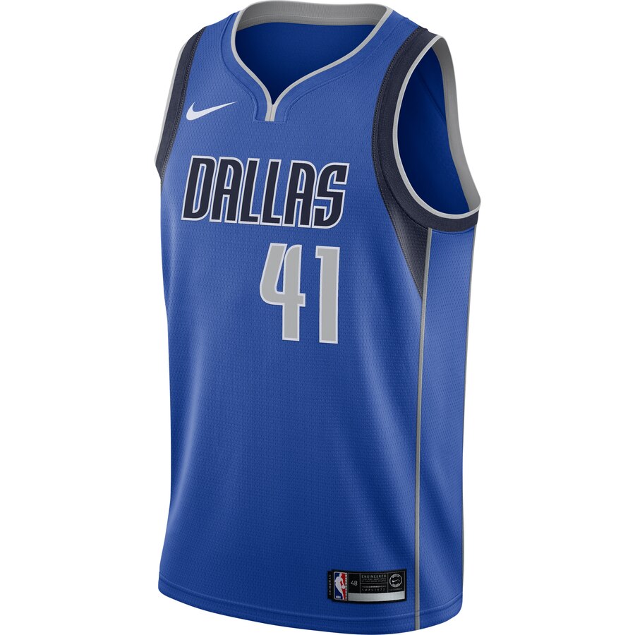 Alternative view of Dirk Nowitzki Dallas Mavericks Swingman Basketball Jersey Royal - Icon Edition