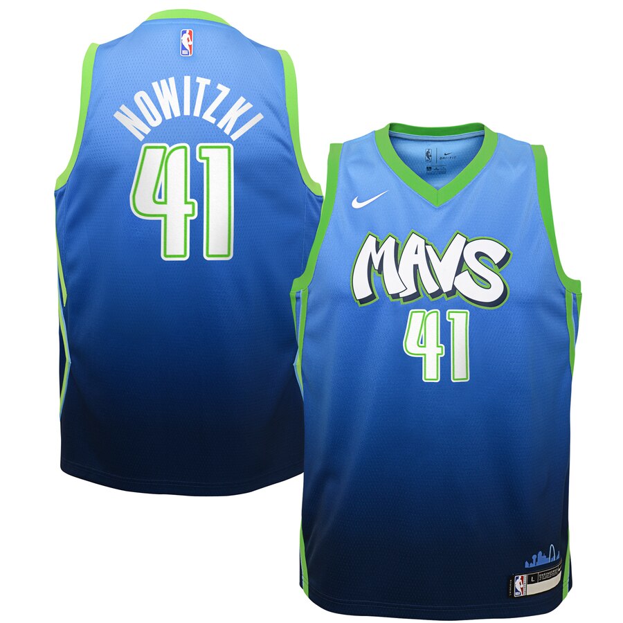 Dirk Nowitzki Dallas Mavericks Youth Swingman Basketball Jersey Blue - City Edition