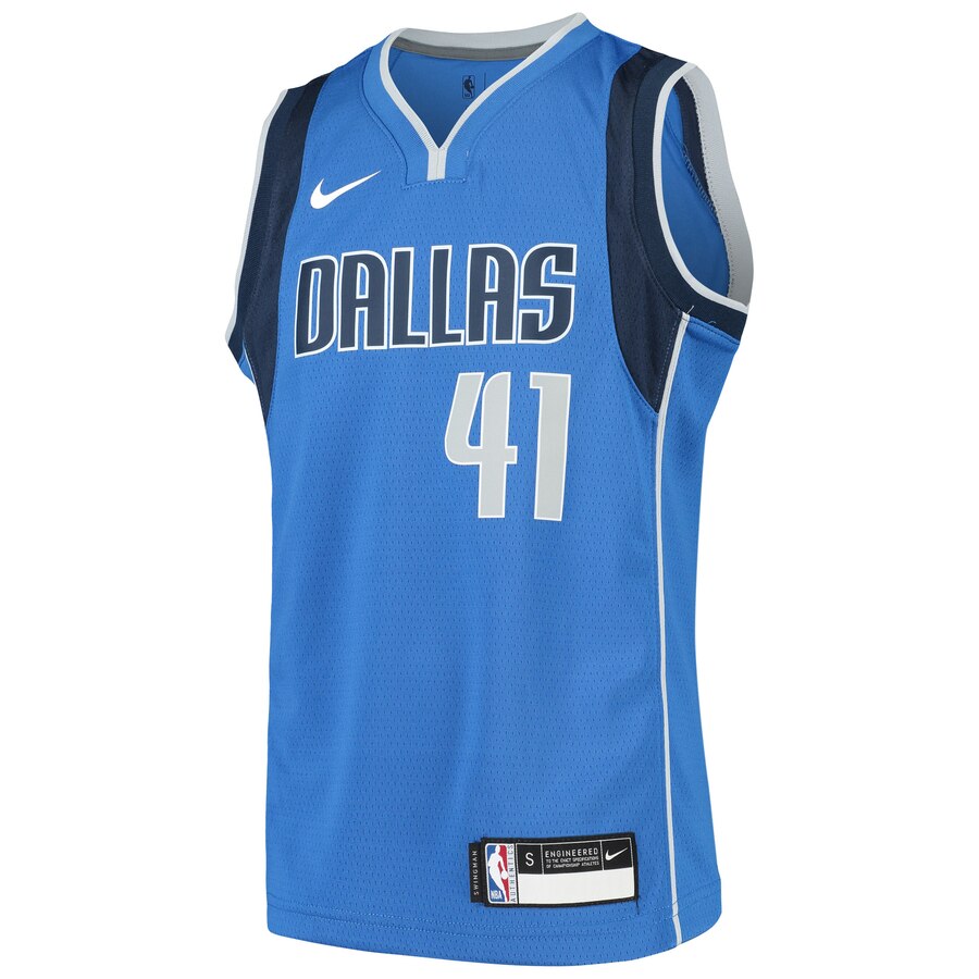 Alternative view of Dirk Nowitzki Dallas Mavericks Youth Swingman Basketball Jersey Blue - Icon Edition