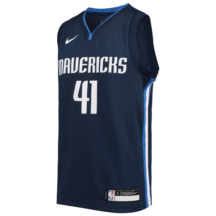 Alternative view of Dirk Nowitzki Dallas Mavericks Youth Swingman Player Basketball Jersey - Statement Edition - Navy
