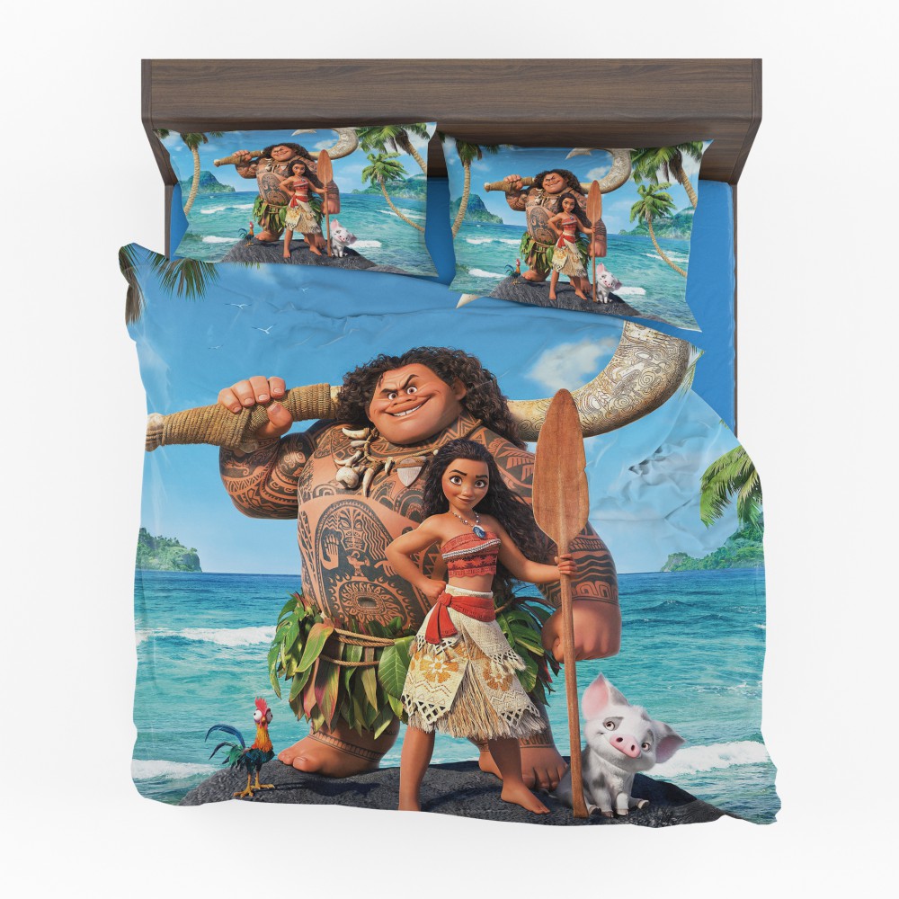 Disney Moana Princess And Maui Movie Theme Comforter Set - Custom Bedding Set