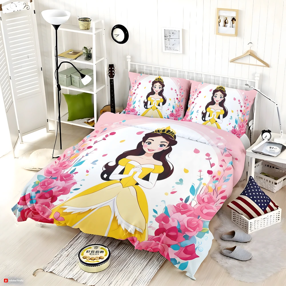 Disney Princess Belle Bedding Set For Kids Girls & Teens - Custom Bedding Set