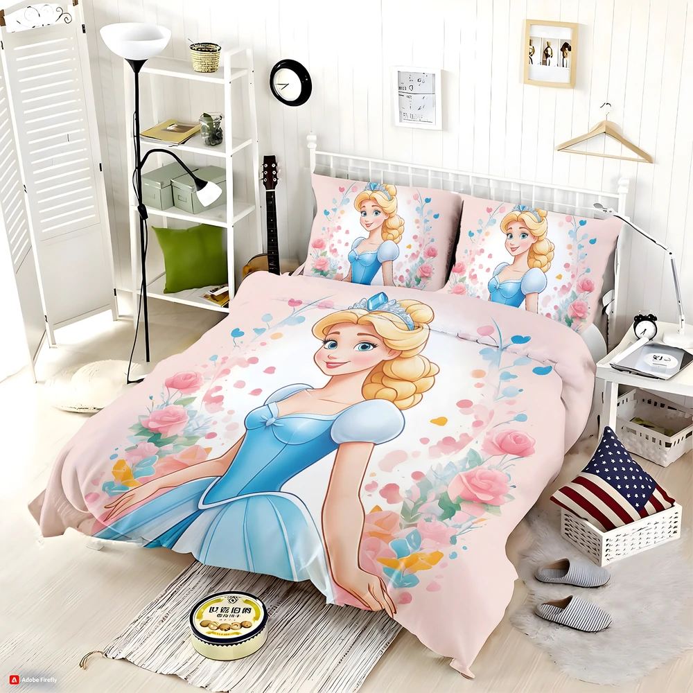 Disney Princess Cinderella Movie Themed Bedding Set - Custom Bedding Set