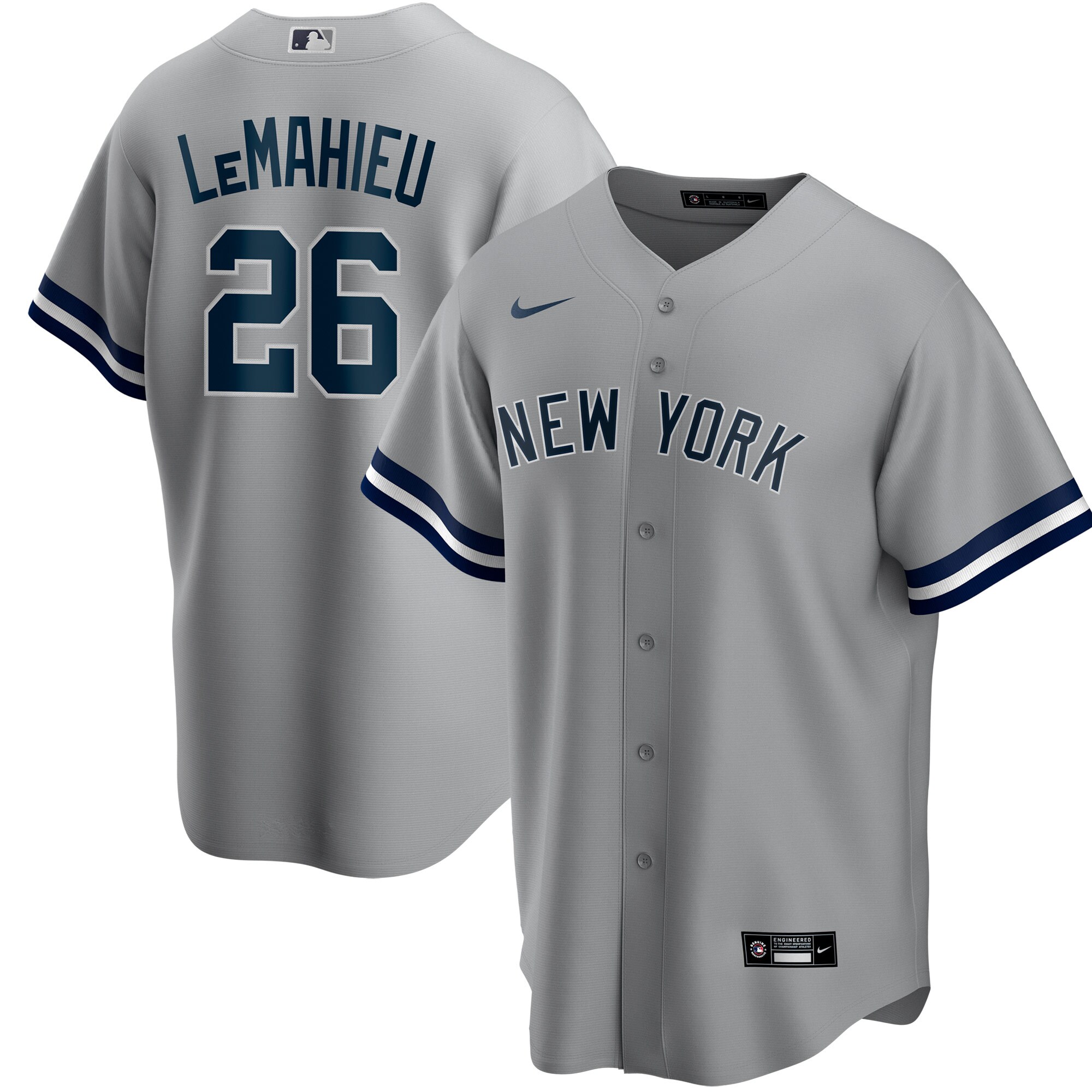 Dj Lemahieu New York Yankees Road Replica Player Baseball Jersey – Gray